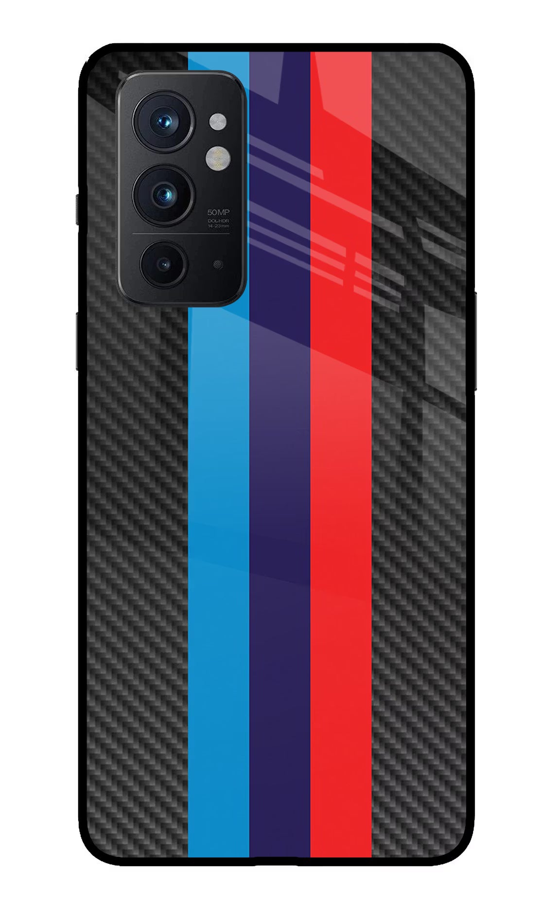 BMW Stripes Pattern Oneplus 9RT Back Cover - BMW Stripes Pattern Oneplus 9RT Glass Case Back Cover by Casekaro BMW Stripes Pattern Oneplus 9RT Glass Case Back Cover by Casekaro