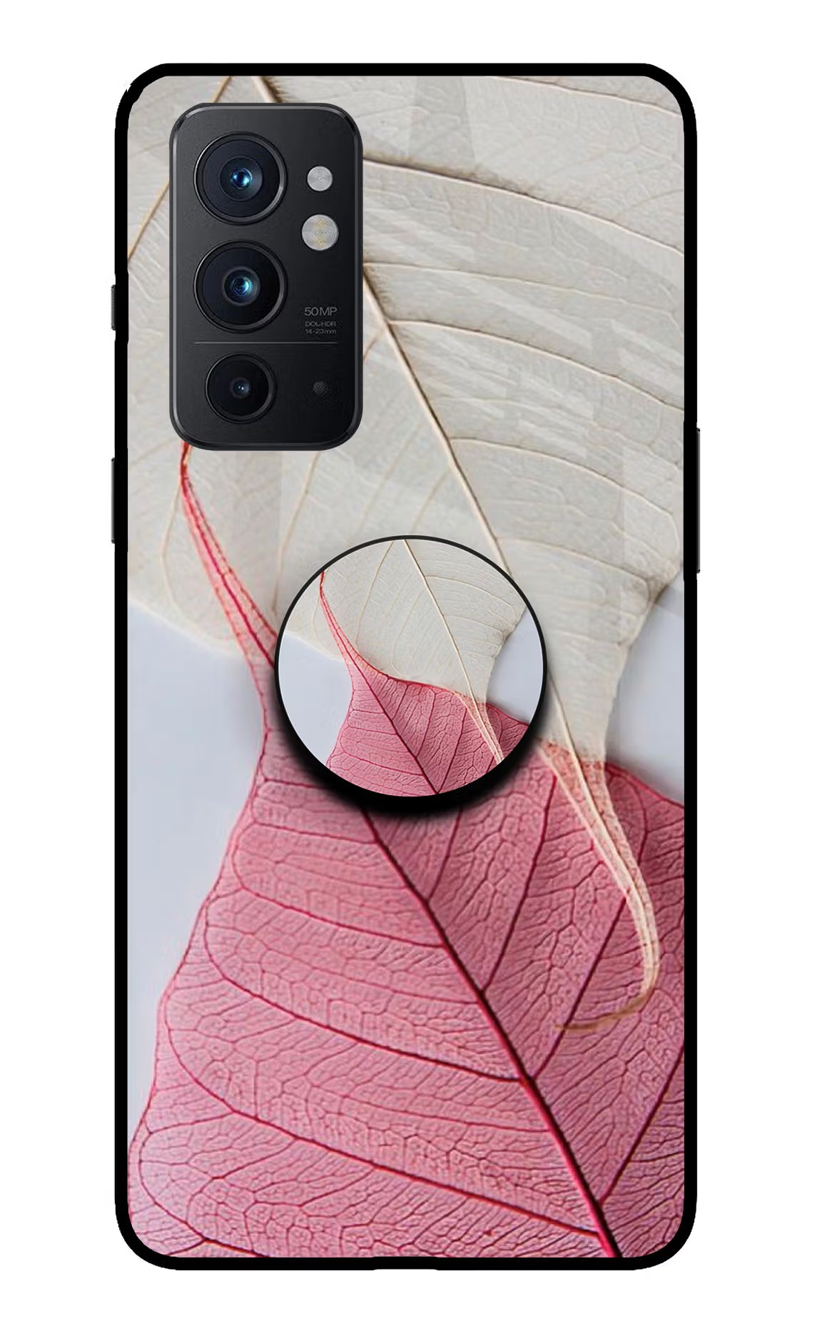 White Pink Leaf Oneplus 9RT Pop Case - White Pink Leaf Oneplus 9RT Pop Case by Casekaro White Pink Leaf Oneplus 9RT Pop Case by Casekaro