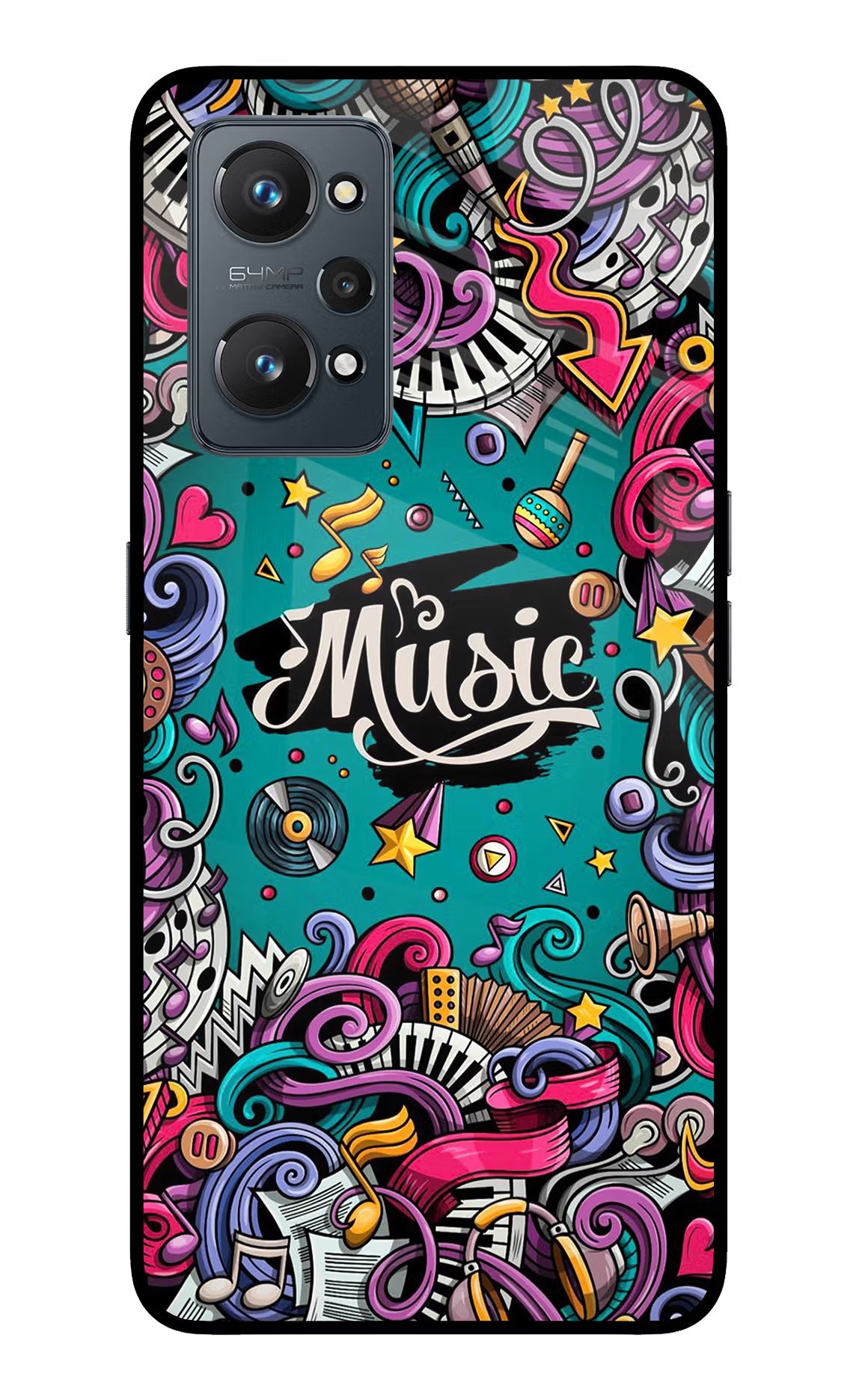 Music Graffiti Realme GT NEO 2/Neo 3T Back Cover - Music Graffiti Realme GT NEO 2/Neo 3T Glass Case Back Cover by Casekaro Music Graffiti Realme GT NEO 2/Neo 3T Glass Case Back Cover by Casekaro