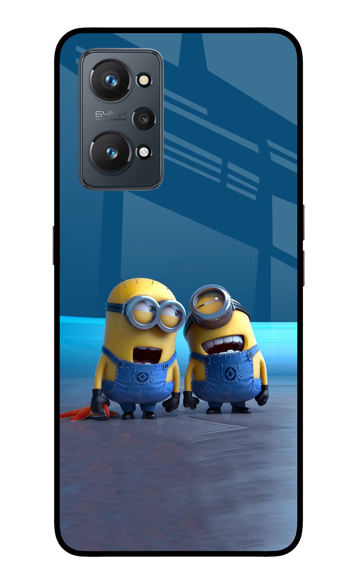 Minion Laughing Realme GT NEO 2/Neo 3T Back Cover - Minion Laughing Realme GT NEO 2/Neo 3T Glass Case Back Cover by Casekaro Minion Laughing Realme GT NEO 2/Neo 3T Glass Case Back Cover by Casekaro