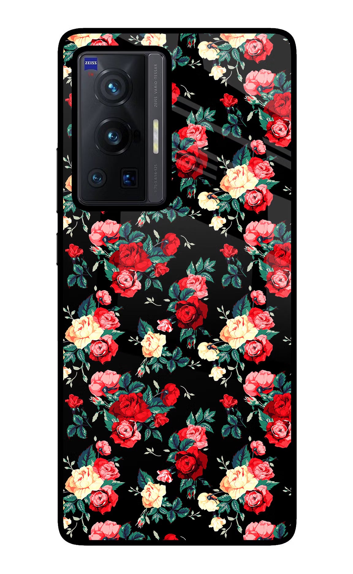 Rose Pattern Vivo X70 Pro Glass Case - Rose Pattern Vivo X70 Pro Glass Case Rose Pattern Vivo X70 Pro Glass Case
