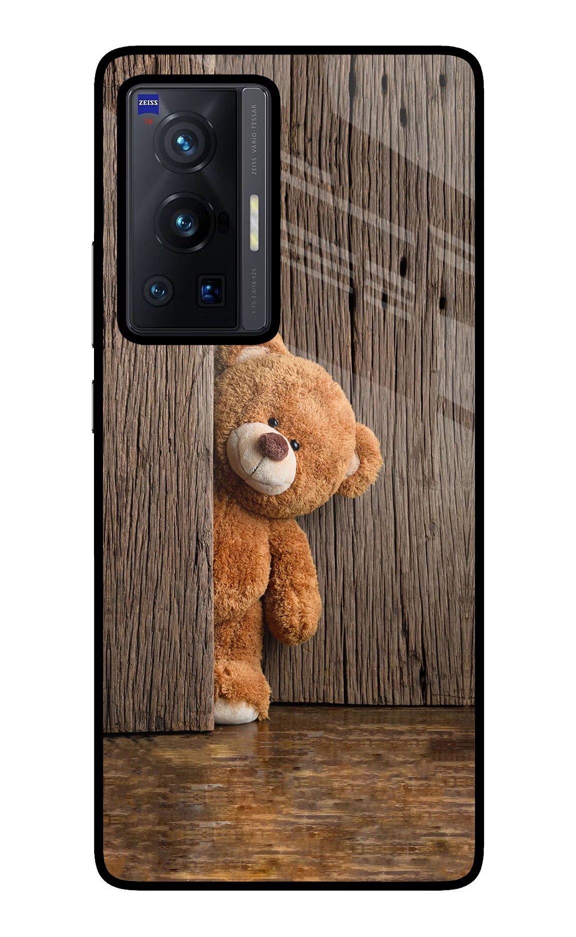 Teddy Wooden Vivo X70 Pro Back Cover - Teddy Wooden Vivo X70 Pro Glass Case Back Cover by Casekaro Teddy Wooden Vivo X70 Pro Glass Case Back Cover by Casekaro