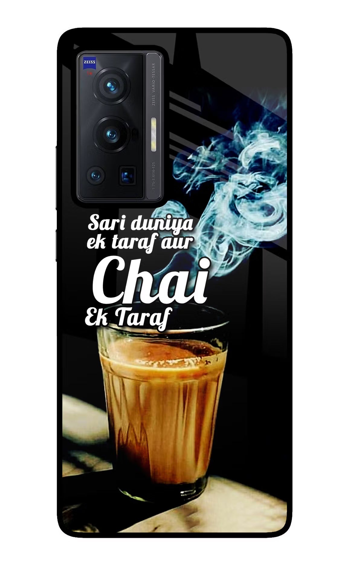 Chai Ek Taraf Quote Vivo X70 Pro Back Cover - Chai Ek Taraf Quote Vivo X70 Pro Glass Case Back Cover by Casekaro Chai Ek Taraf Quote Vivo X70 Pro Glass Case Back Cover by Casekaro