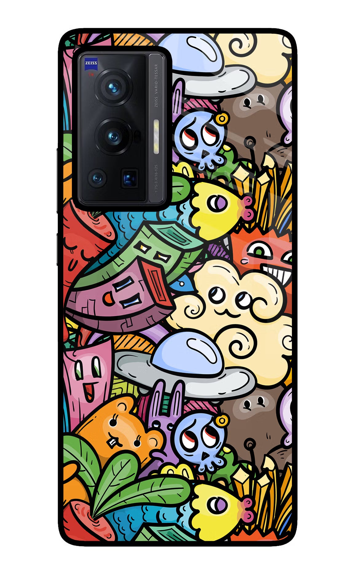 Veggie Doodle Vivo X70 Pro Back Cover - Veggie Doodle Vivo X70 Pro Glass Case Back Cover by Casekaro Veggie Doodle Vivo X70 Pro Glass Case Back Cover by Casekaro