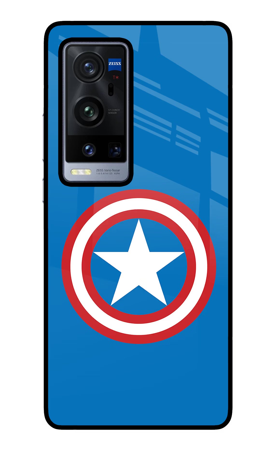Captain America Logo Vivo X60 Pro+ Back Cover - Captain America Logo Vivo X60 Pro+ Glass Case Back Cover by Casekaro Captain America Logo Vivo X60 Pro+ Glass Case Back Cover by Casekaro