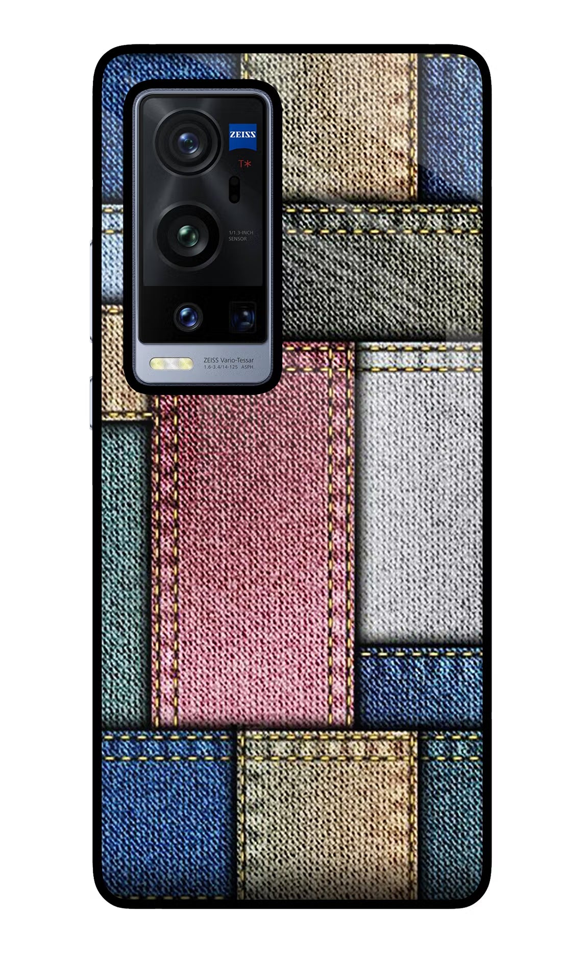 Multicolor Jeans Vivo X60 Pro+ Back Cover - Multicolor Jeans Vivo X60 Pro+ Glass Case Back Cover by Casekaro Multicolor Jeans Vivo X60 Pro+ Glass Case Back Cover by Casekaro
