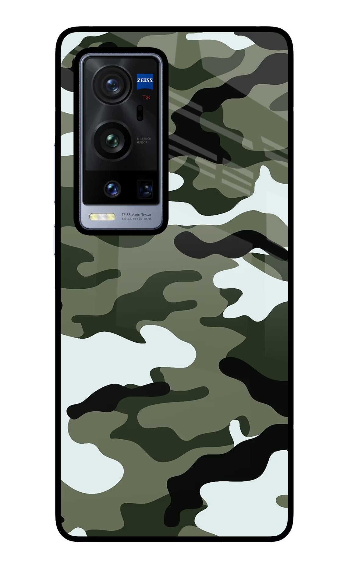 Camouflage Vivo X60 Pro+ Back Cover - Camouflage Vivo X60 Pro+ Glass Case Back Cover by Casekaro Camouflage Vivo X60 Pro+ Glass Case Back Cover by Casekaro