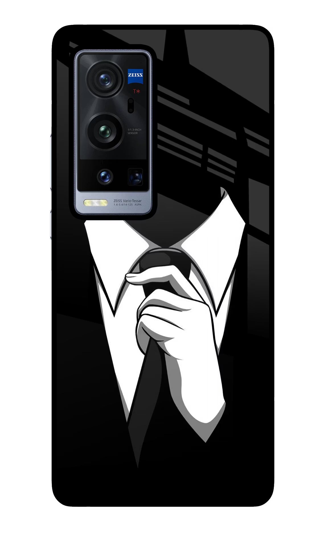 Black Tie Vivo X60 Pro+ Back Cover - Black Tie Vivo X60 Pro+ Glass Case Back Cover by Casekaro Black Tie Vivo X60 Pro+ Glass Case Back Cover by Casekaro