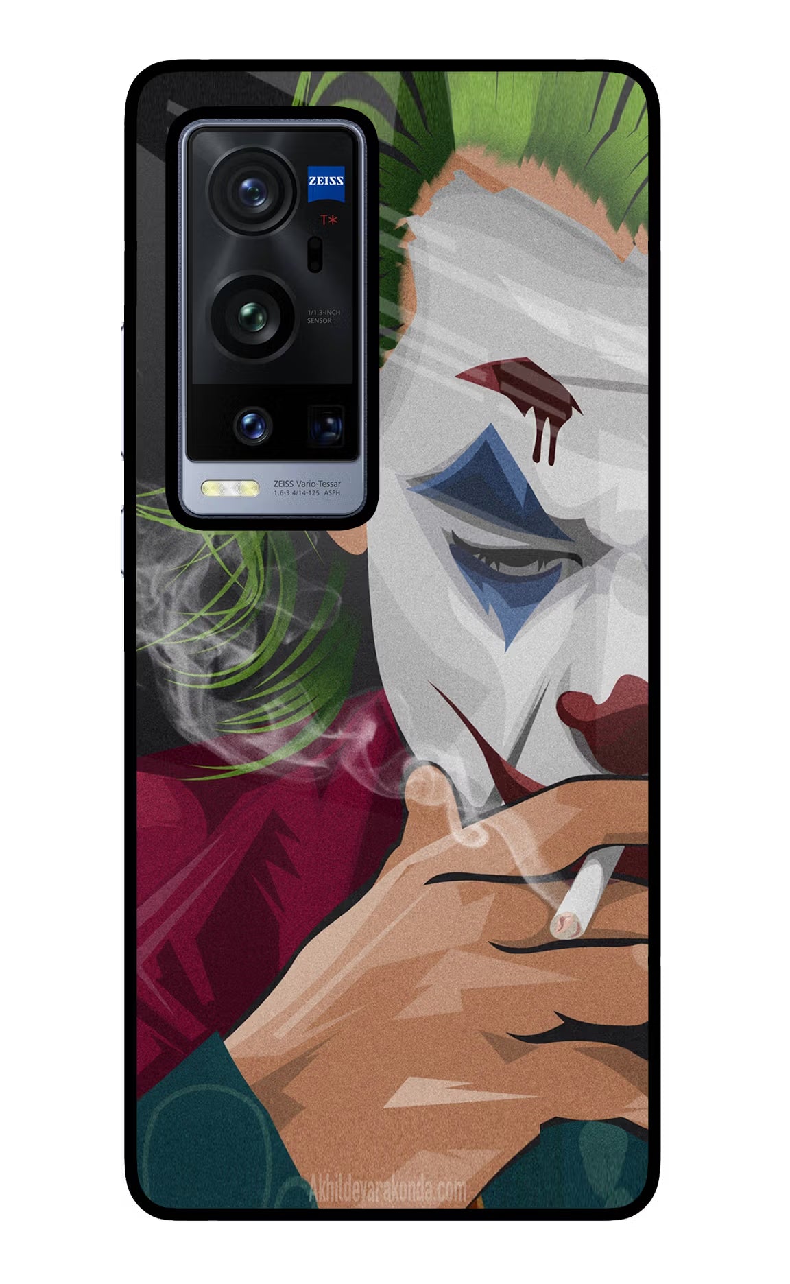 Joker Smoking Vivo X60 Pro+ Back Cover - Joker Smoking Vivo X60 Pro+ Glass Case Back Cover by Casekaro Joker Smoking Vivo X60 Pro+ Glass Case Back Cover by Casekaro