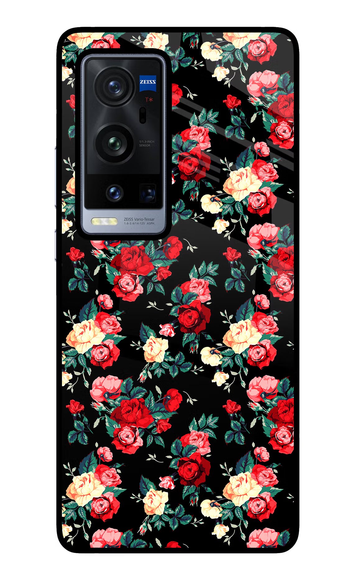Rose Pattern Vivo X60 Pro+ Glass Case - Rose Pattern Vivo X60 Pro+ Glass Case Rose Pattern Vivo X60 Pro+ Glass Case