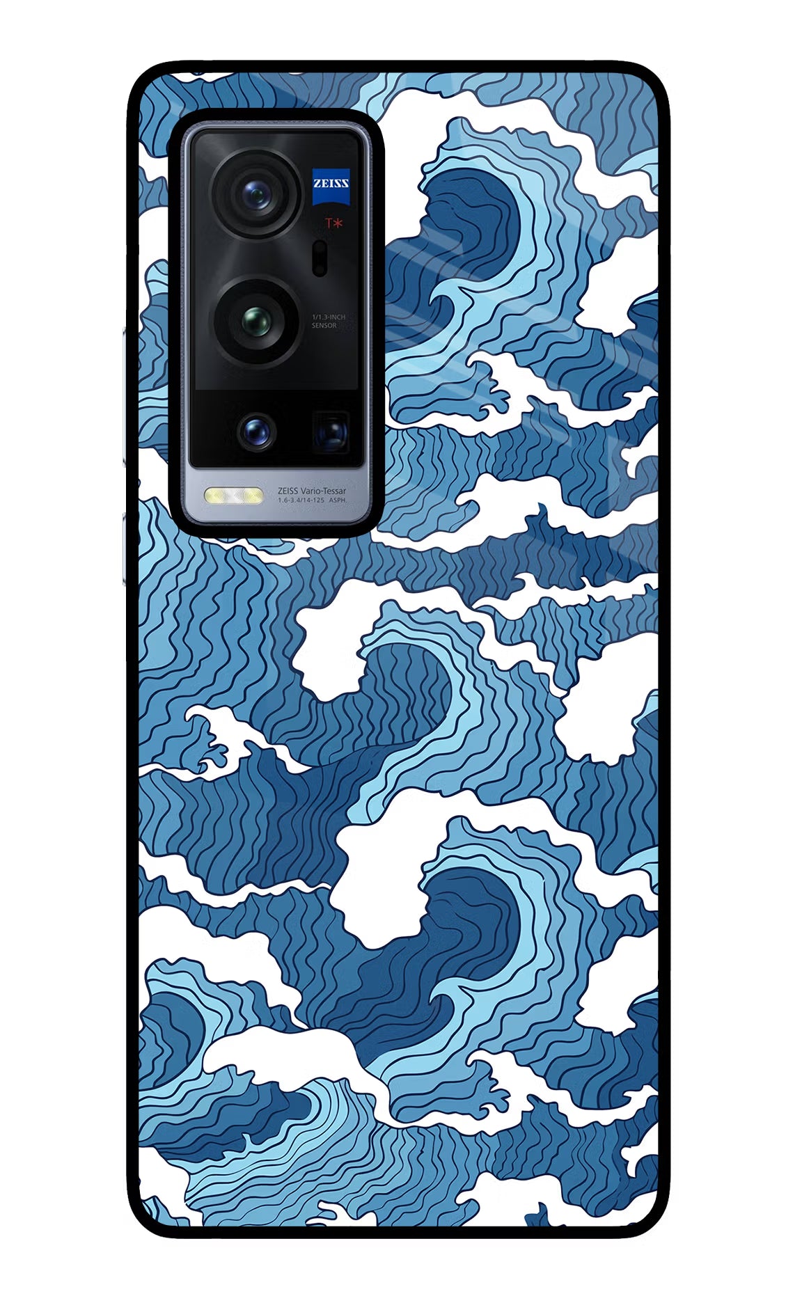 Blue Waves Vivo X60 Pro+ Back Cover - Blue Waves Vivo X60 Pro+ Glass Case Back Cover by Casekaro Blue Waves Vivo X60 Pro+ Glass Case Back Cover by Casekaro