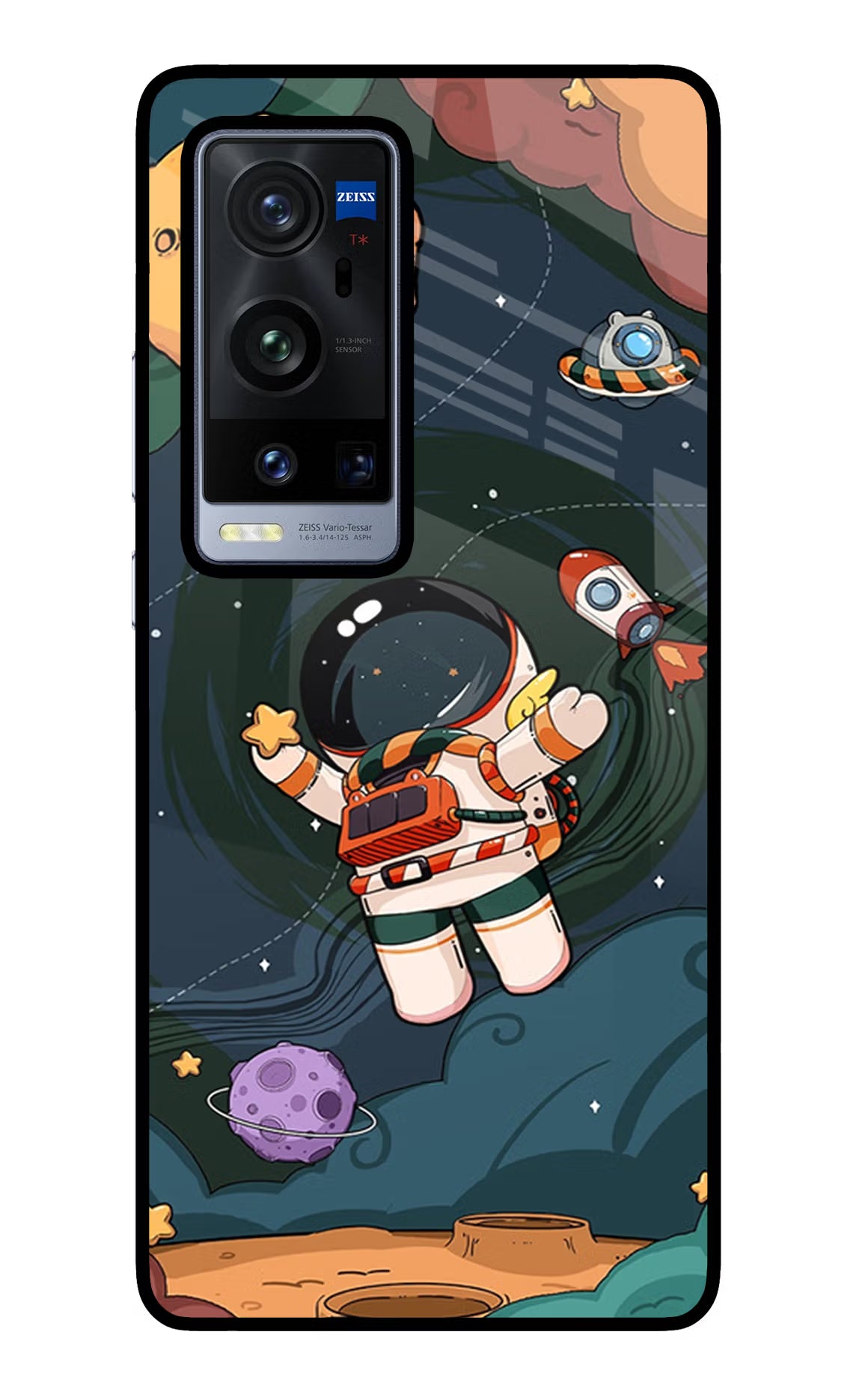 Cartoon Astronaut Vivo X60 Pro+ Glass Case - Cartoon Astronaut Vivo X60 Pro+ Glass Case Cartoon Astronaut Vivo X60 Pro+ Glass Case