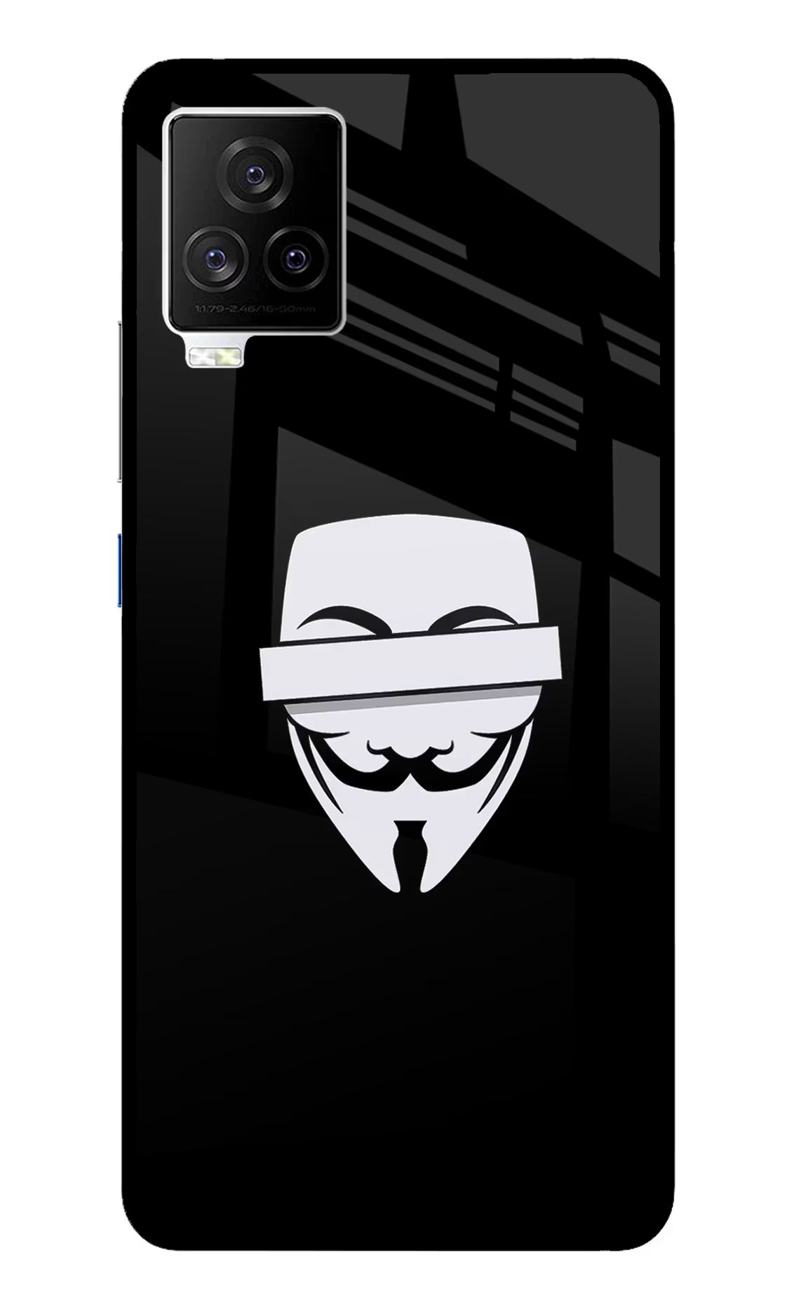 Anonymous Face iQOO 7 Legend 5G Back Cover - Anonymous Face iQOO 7 Legend 5G Glass Case Back Cover by Casekaro Anonymous Face iQOO 7 Legend 5G Glass Case Back Cover by Casekaro