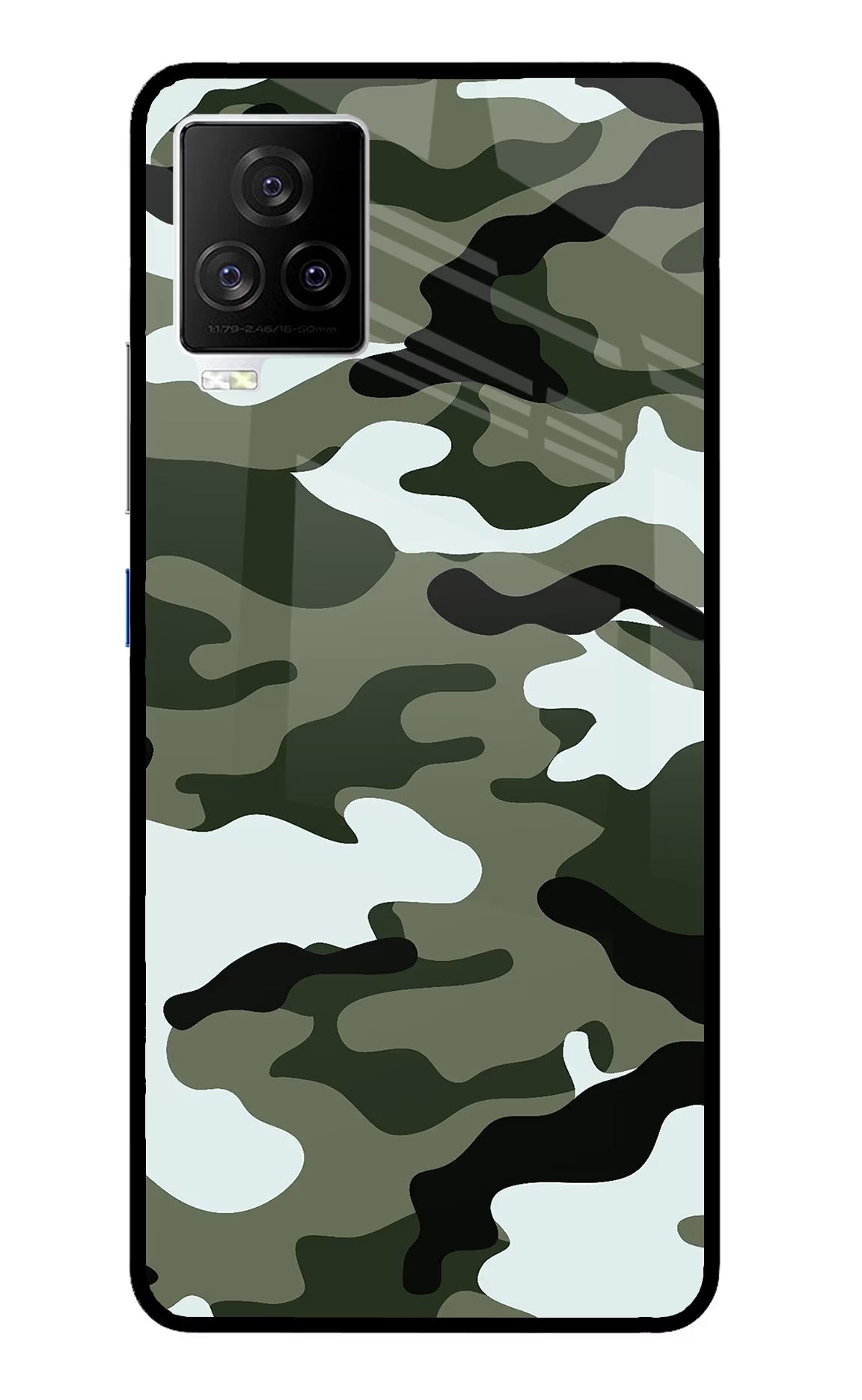 Camouflage iQOO 7 Legend 5G Back Cover - Camouflage iQOO 7 Legend 5G Glass Case Back Cover by Casekaro Camouflage iQOO 7 Legend 5G Glass Case Back Cover by Casekaro