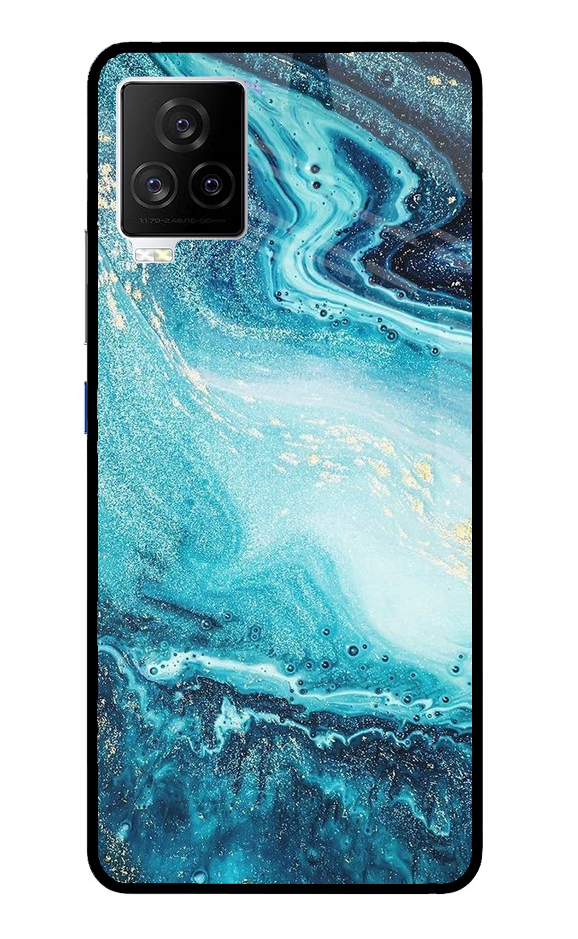 Blue Glitter Marble iQOO 7 Legend 5G Back Cover - Blue Glitter Marble iQOO 7 Legend 5G Glass Case Back Cover by Casekaro Blue Glitter Marble iQOO 7 Legend 5G Glass Case Back Cover by Casekaro