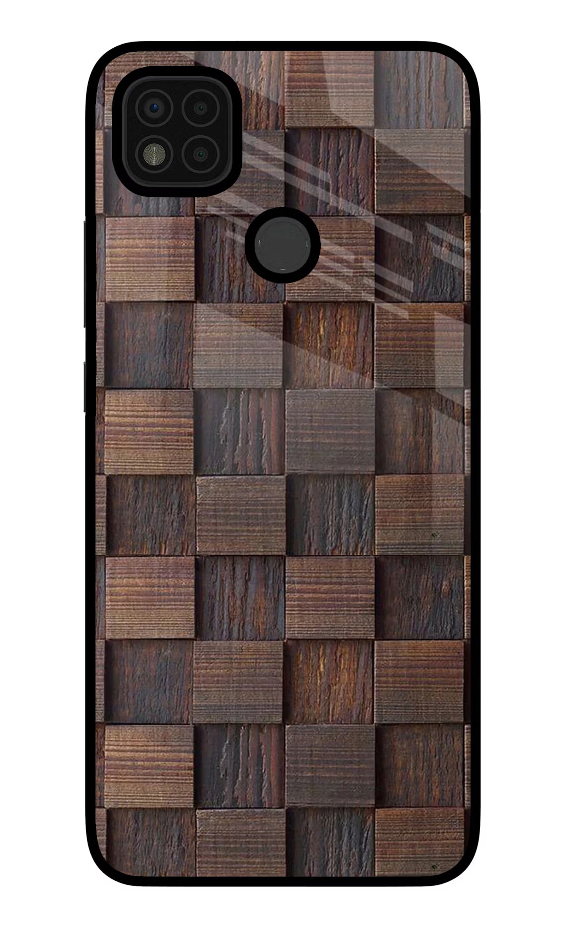 Wooden Cube Design Poco C31 Glass Case - Wooden Cube Design Poco C31 Glass Case Wooden Cube Design Poco C31 Glass Case