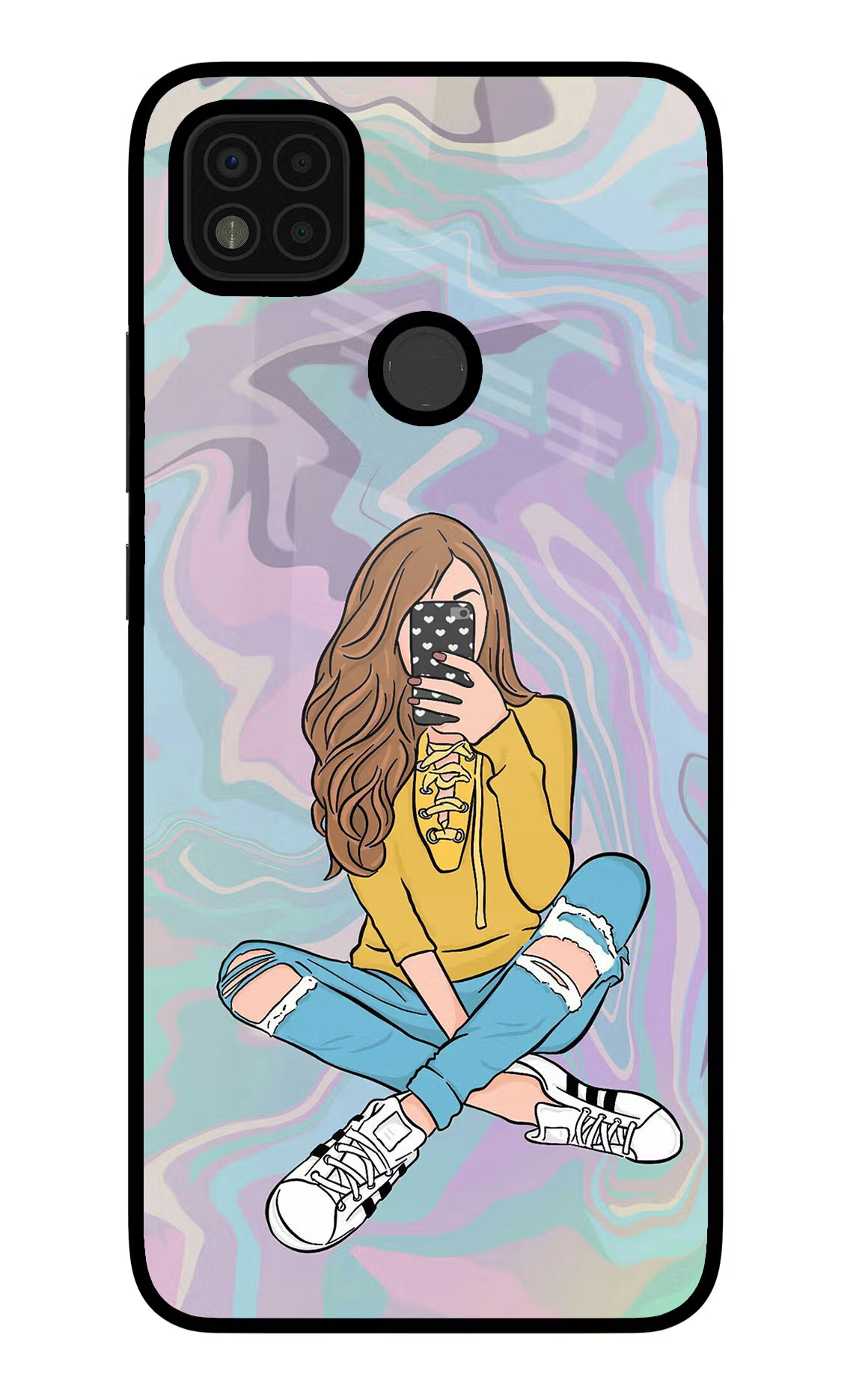 Selfie Girl Poco C31 Glass Case - Selfie Girl Poco C31 Glass Case Selfie Girl Poco C31 Glass Case