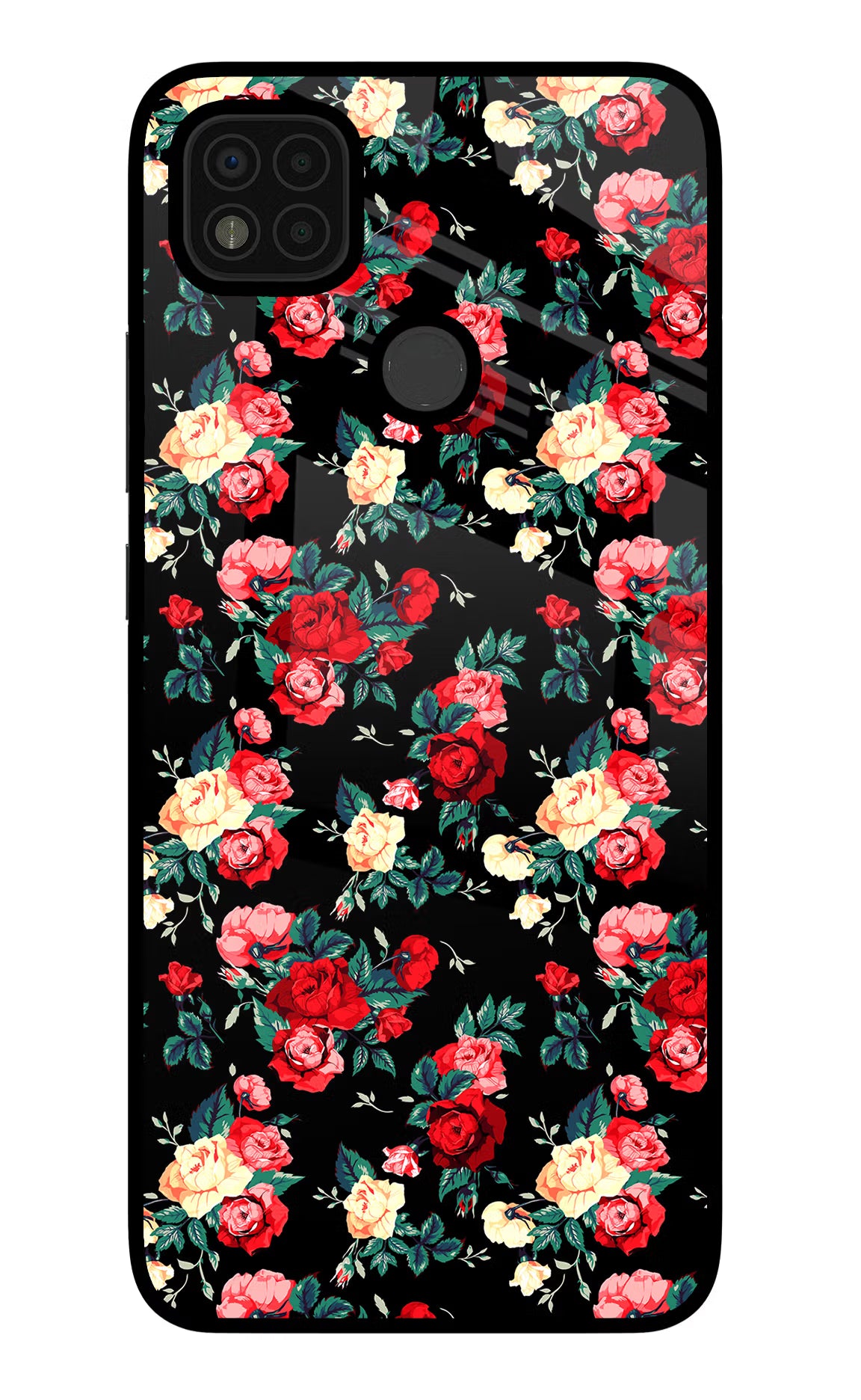 Rose Pattern Poco C31 Glass Case - Rose Pattern Poco C31 Glass Case Rose Pattern Poco C31 Glass Case