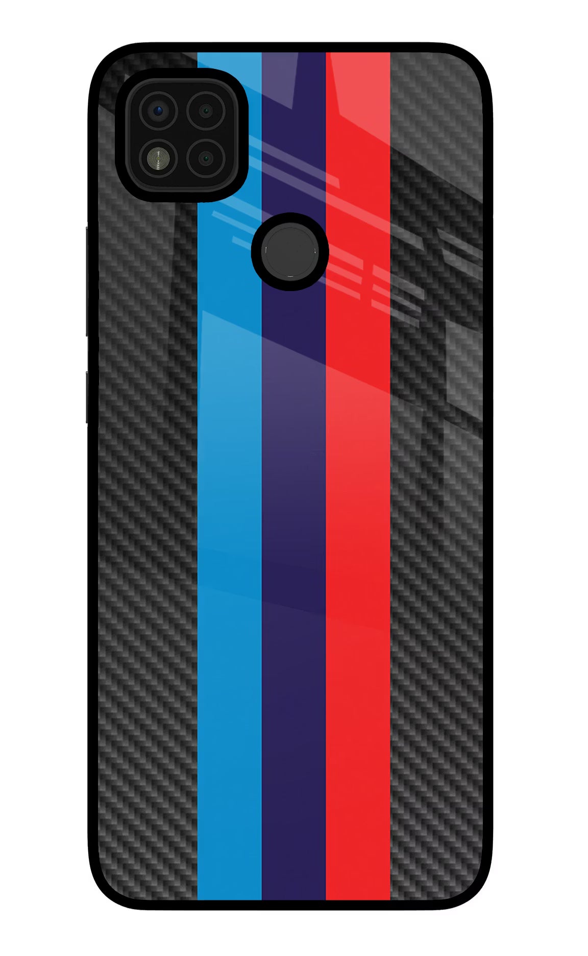 BMW Stripes Pattern Poco C31 Glass Case - BMW Stripes Pattern Poco C31 Glass Case BMW Stripes Pattern Poco C31 Glass Case