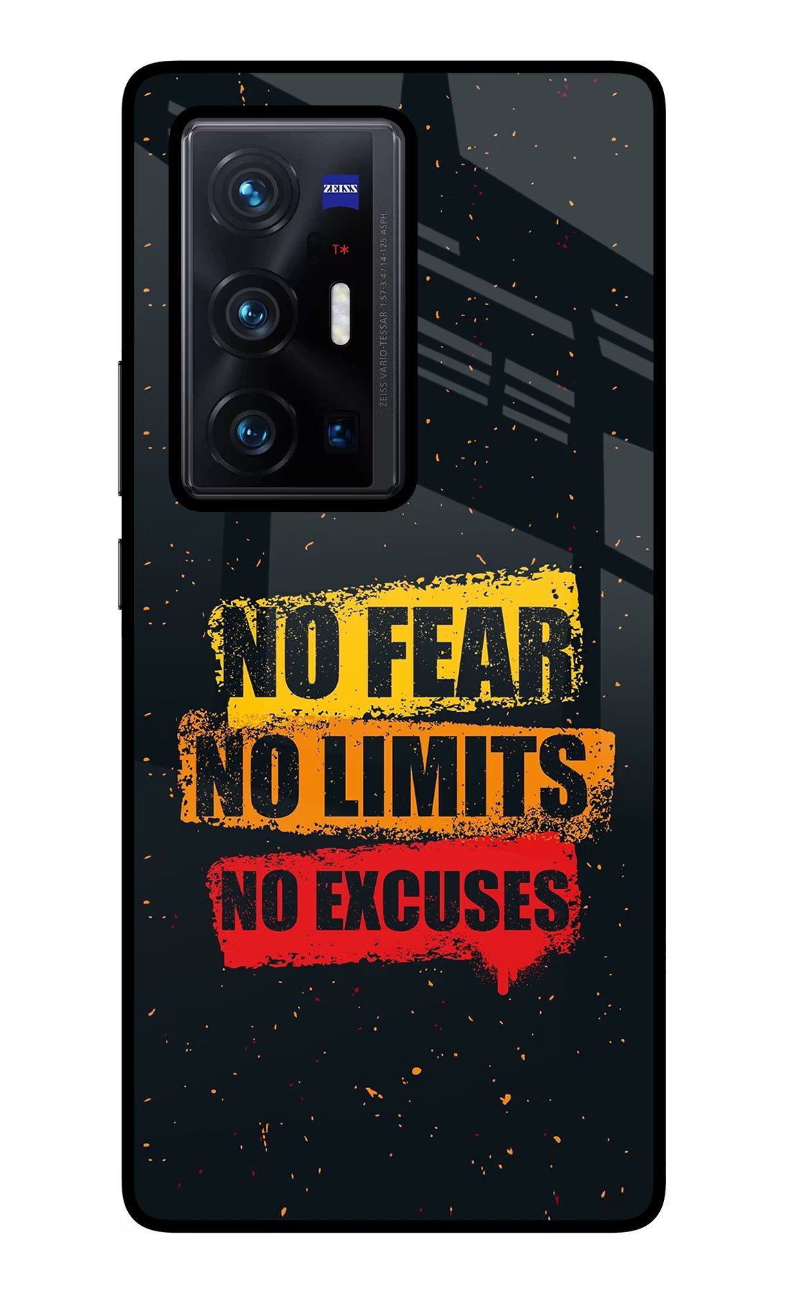 No Fear No Limits No Excuse Vivo X70 Pro+ Back Cover - No Fear No Limits No Excuse Vivo X70 Pro+ Glass Case Back Cover by Casekaro No Fear No Limits No Excuse Vivo X70 Pro+ Glass Case Back Cover by Casekaro