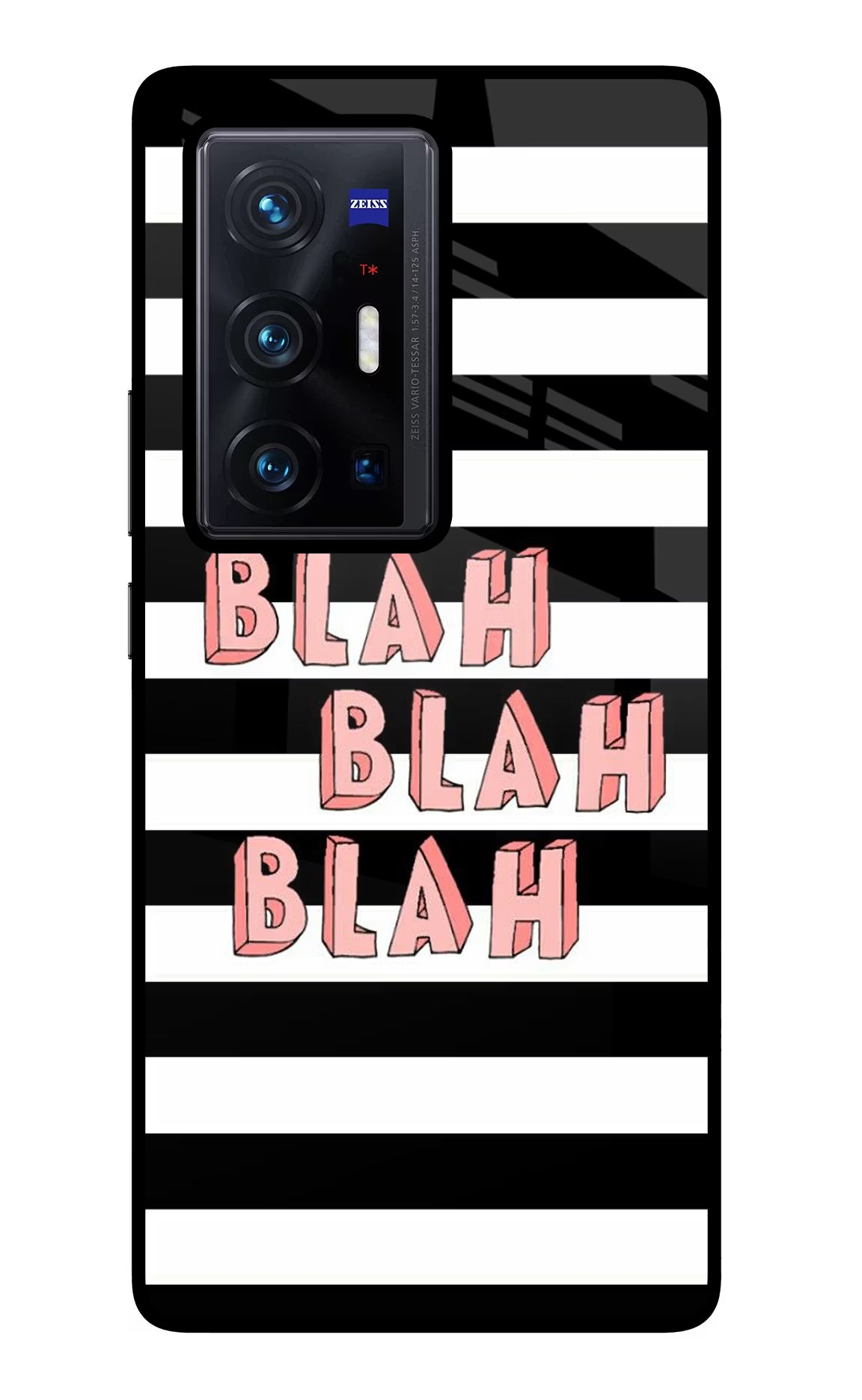 Blah Blah Blah Vivo X70 Pro+ Back Cover - Blah Blah Blah Vivo X70 Pro+ Glass Case Back Cover by Casekaro Blah Blah Blah Vivo X70 Pro+ Glass Case Back Cover by Casekaro