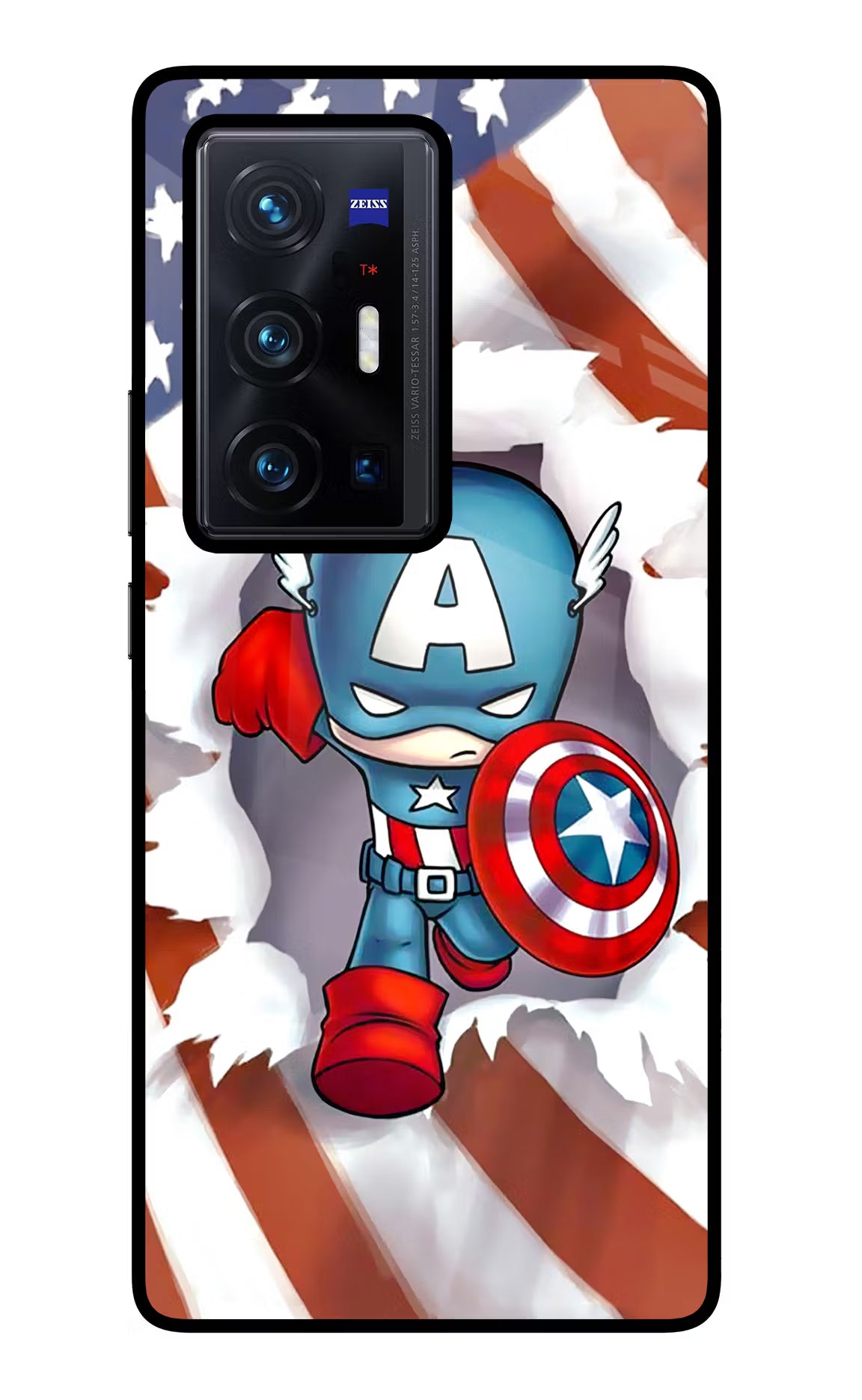Captain America Vivo X70 Pro+ Back Cover - Captain America Vivo X70 Pro+ Glass Case Back Cover by Casekaro Captain America Vivo X70 Pro+ Glass Case Back Cover by Casekaro