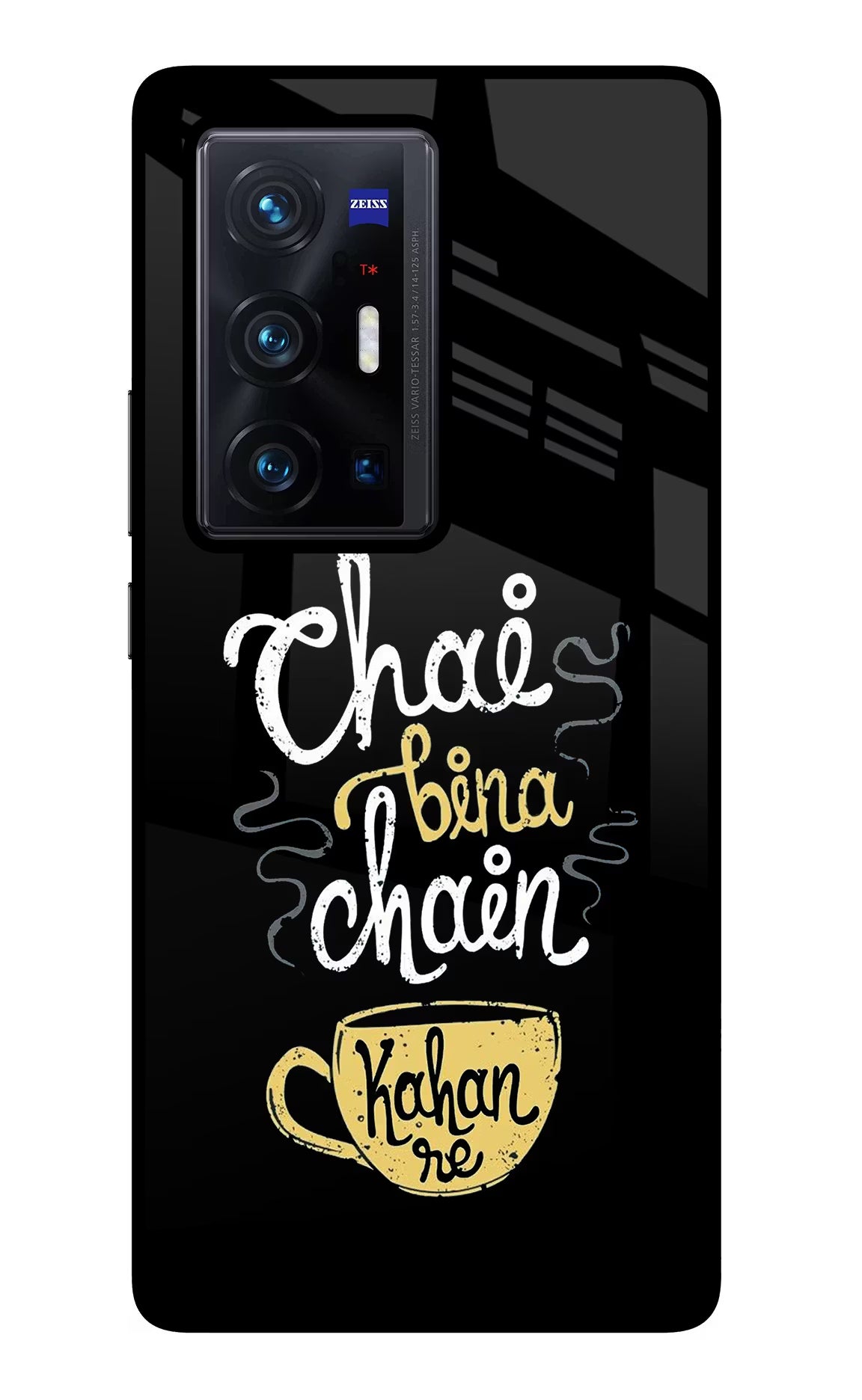 Chai Bina Chain Kaha Re Vivo X70 Pro+ Back Cover - Chai Bina Chain Kaha Re Vivo X70 Pro+ Glass Case Back Cover by Casekaro Chai Bina Chain Kaha Re Vivo X70 Pro+ Glass Case Back Cover by Casekaro
