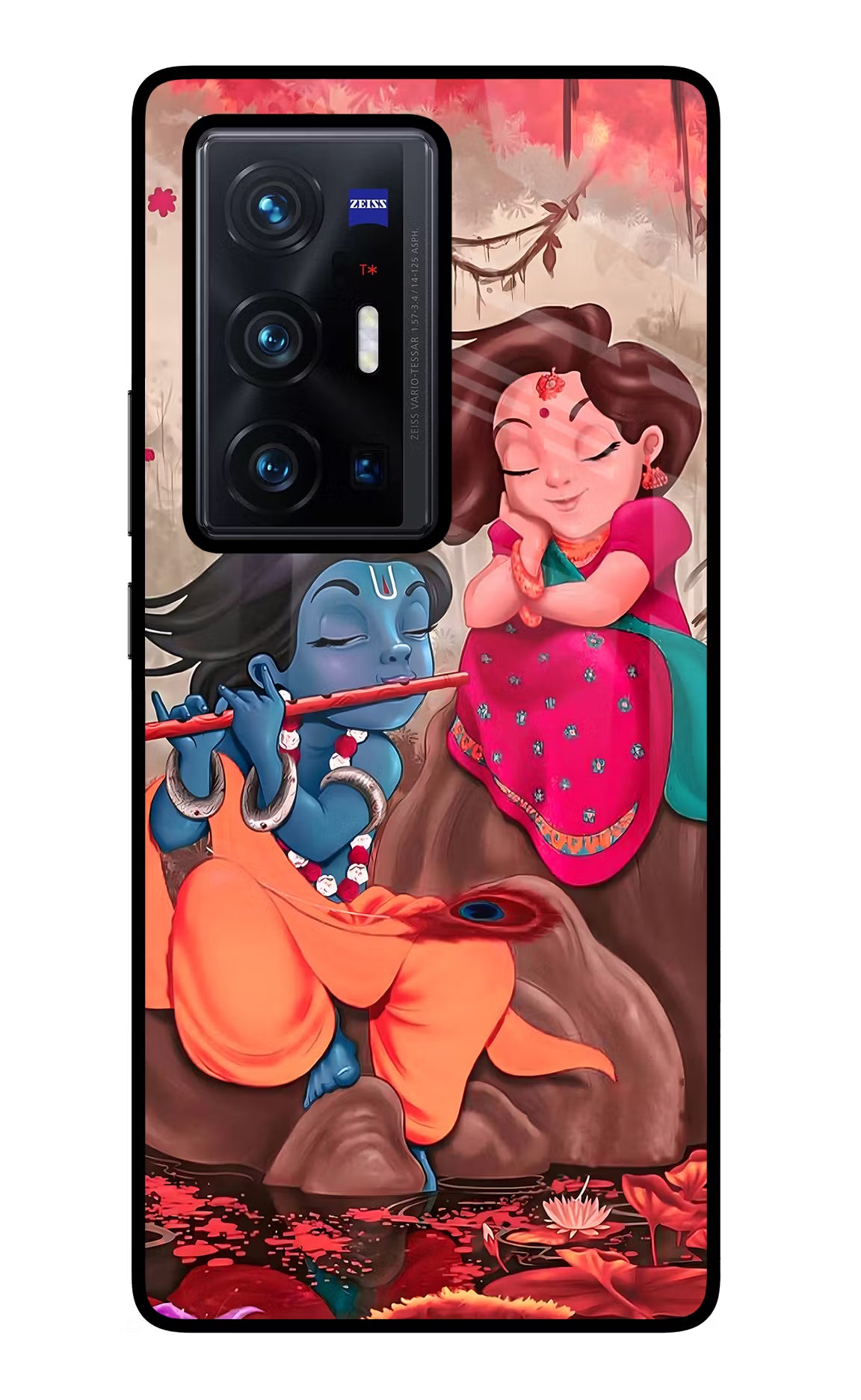 Radhe Krishna Vivo X70 Pro+ Back Cover - Radhe Krishna Vivo X70 Pro+ Glass Case Back Cover by Casekaro Radhe Krishna Vivo X70 Pro+ Glass Case Back Cover by Casekaro