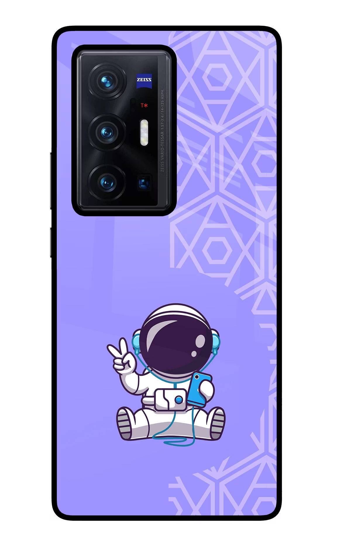 Cute Astronaut Chilling Vivo X70 Pro+ Glass Case - Cute Astronaut Chilling Vivo X70 Pro+ Glass Case Cute Astronaut Chilling Vivo X70 Pro+ Glass Case