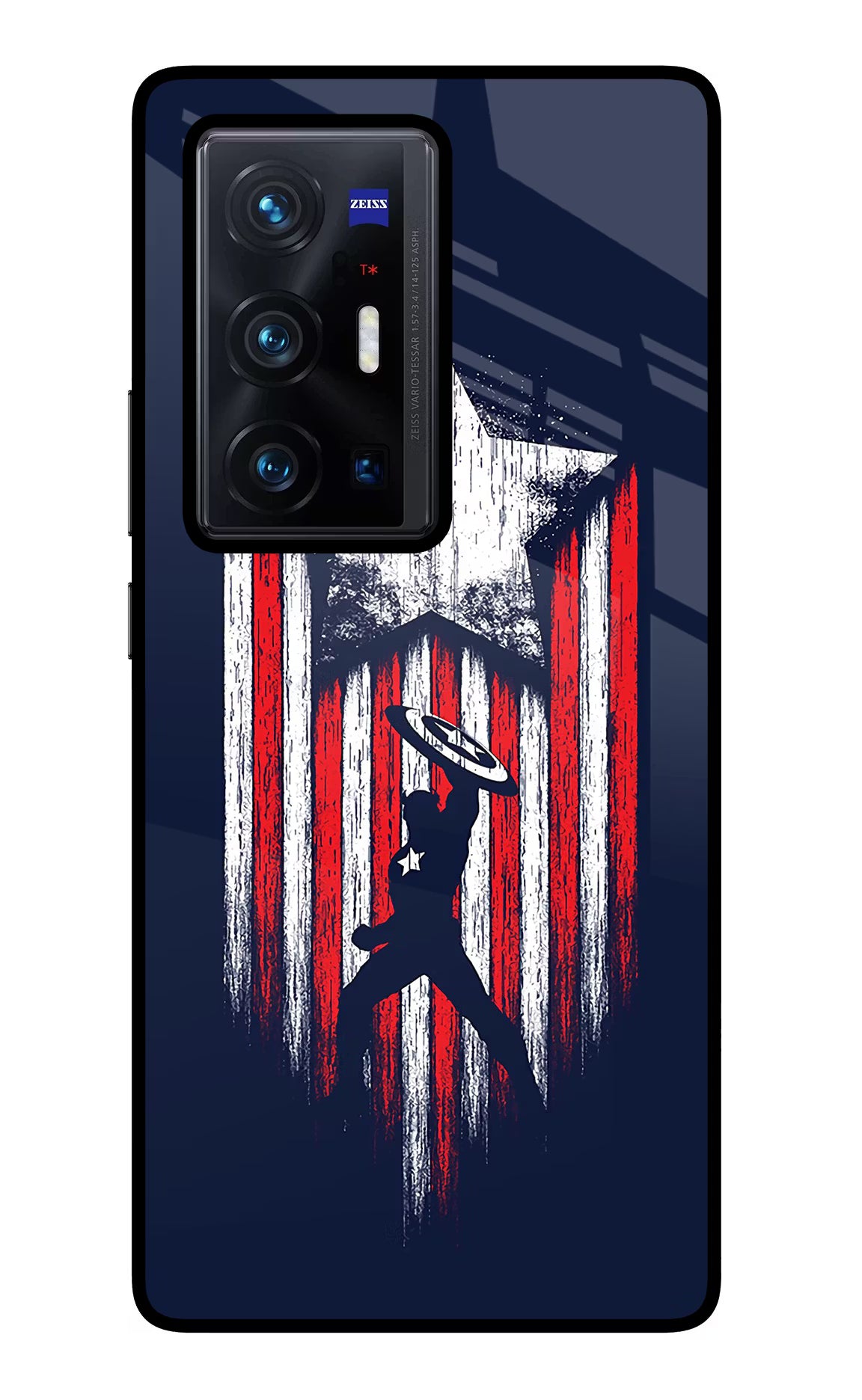 Captain America Marvel Art Vivo X70 Pro+ Back Cover - Captain America Marvel Art Vivo X70 Pro+ Glass Case Back Cover by Casekaro Captain America Marvel Art Vivo X70 Pro+ Glass Case Back Cover by Casekaro