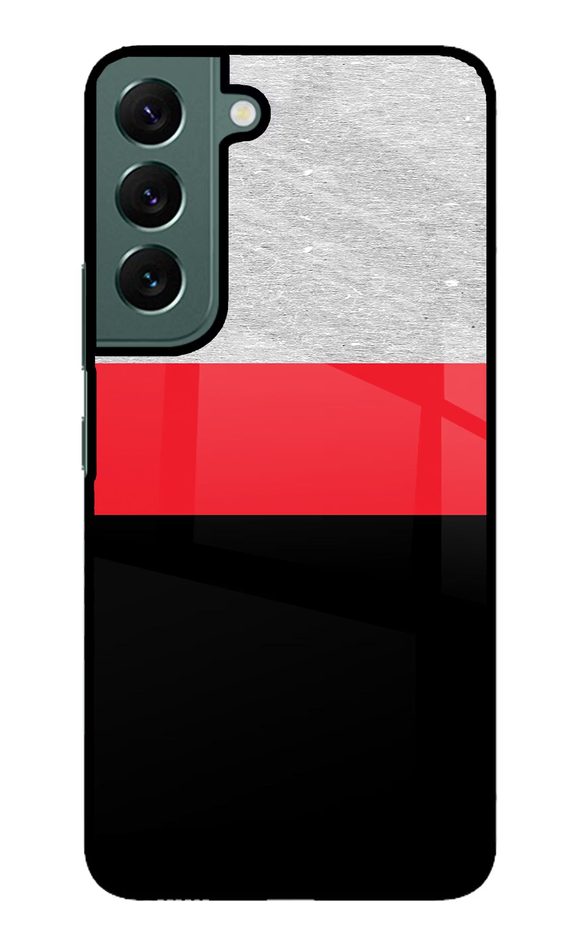 Tri Color Pattern Samsung S22 Back Cover - Tri Color Pattern Samsung S22 Glass Case Back Cover by Casekaro Tri Color Pattern Samsung S22 Glass Case Back Cover by Casekaro