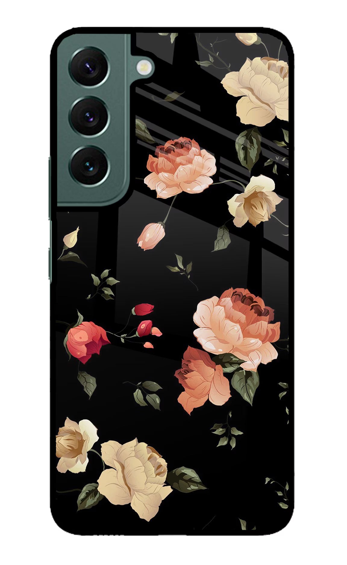 Flowers Samsung S22 Back Cover - Flowers Samsung S22 Glass Case Back Cover by Casekaro Flowers Samsung S22 Glass Case Back Cover by Casekaro