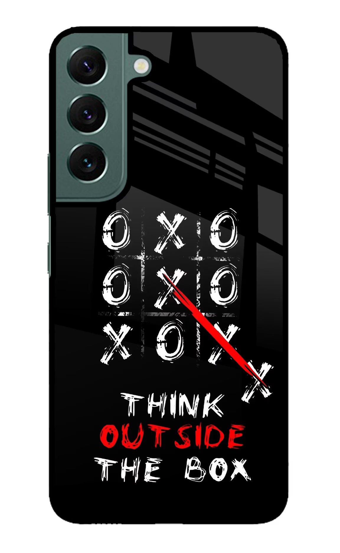 Think out of the BOX Samsung S22 Back Cover - Think out of the BOX Samsung S22 Glass Case Back Cover by Casekaro Think out of the BOX Samsung S22 Glass Case Back Cover by Casekaro