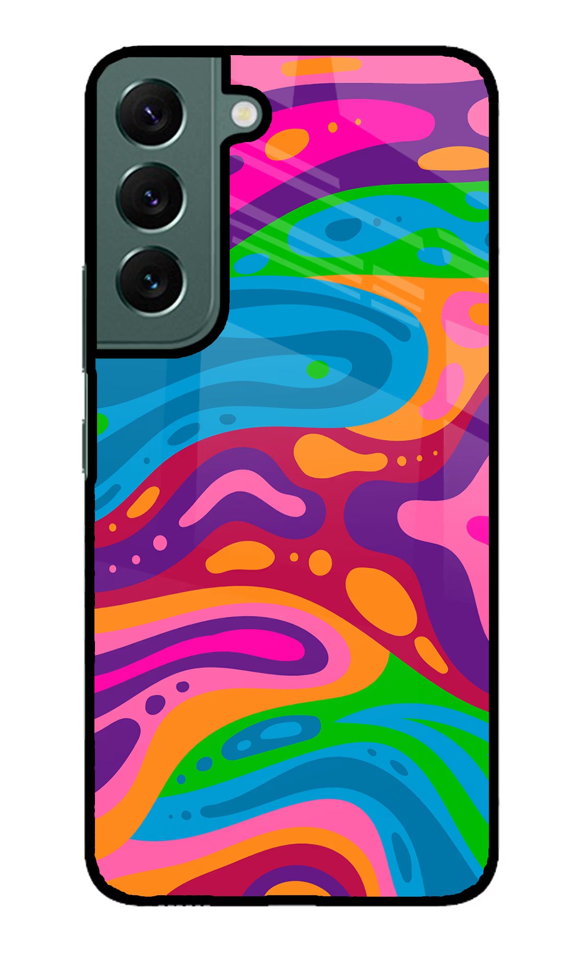 Trippy Pattern Samsung S22 Back Cover - Trippy Pattern Samsung S22 Glass Case Back Cover by Casekaro Trippy Pattern Samsung S22 Glass Case Back Cover by Casekaro