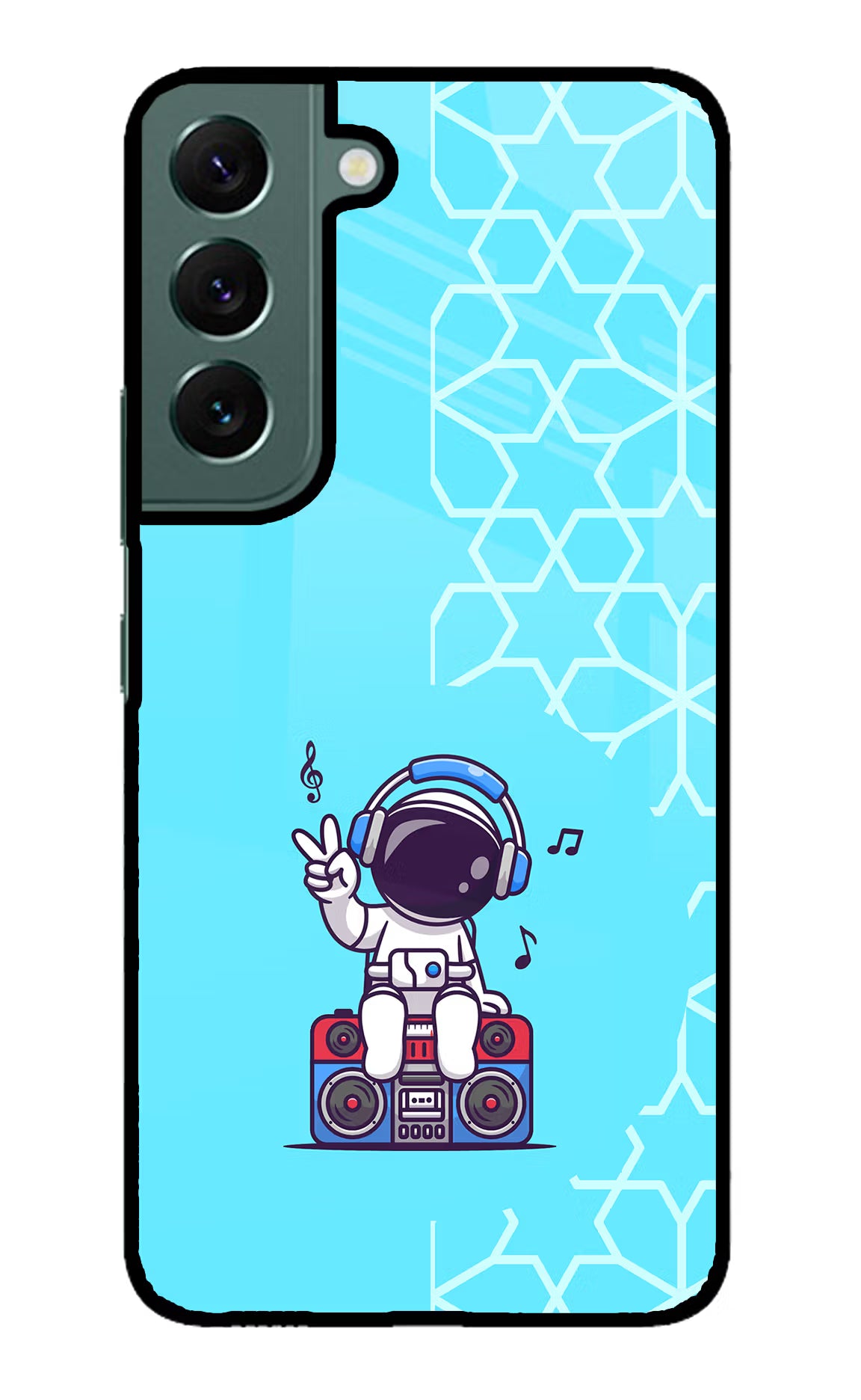 Cute Astronaut Chilling Samsung S22 Back Cover - Cute Astronaut Chilling Samsung S22 Glass Case Back Cover by Casekaro Cute Astronaut Chilling Samsung S22 Glass Case Back Cover by Casekaro