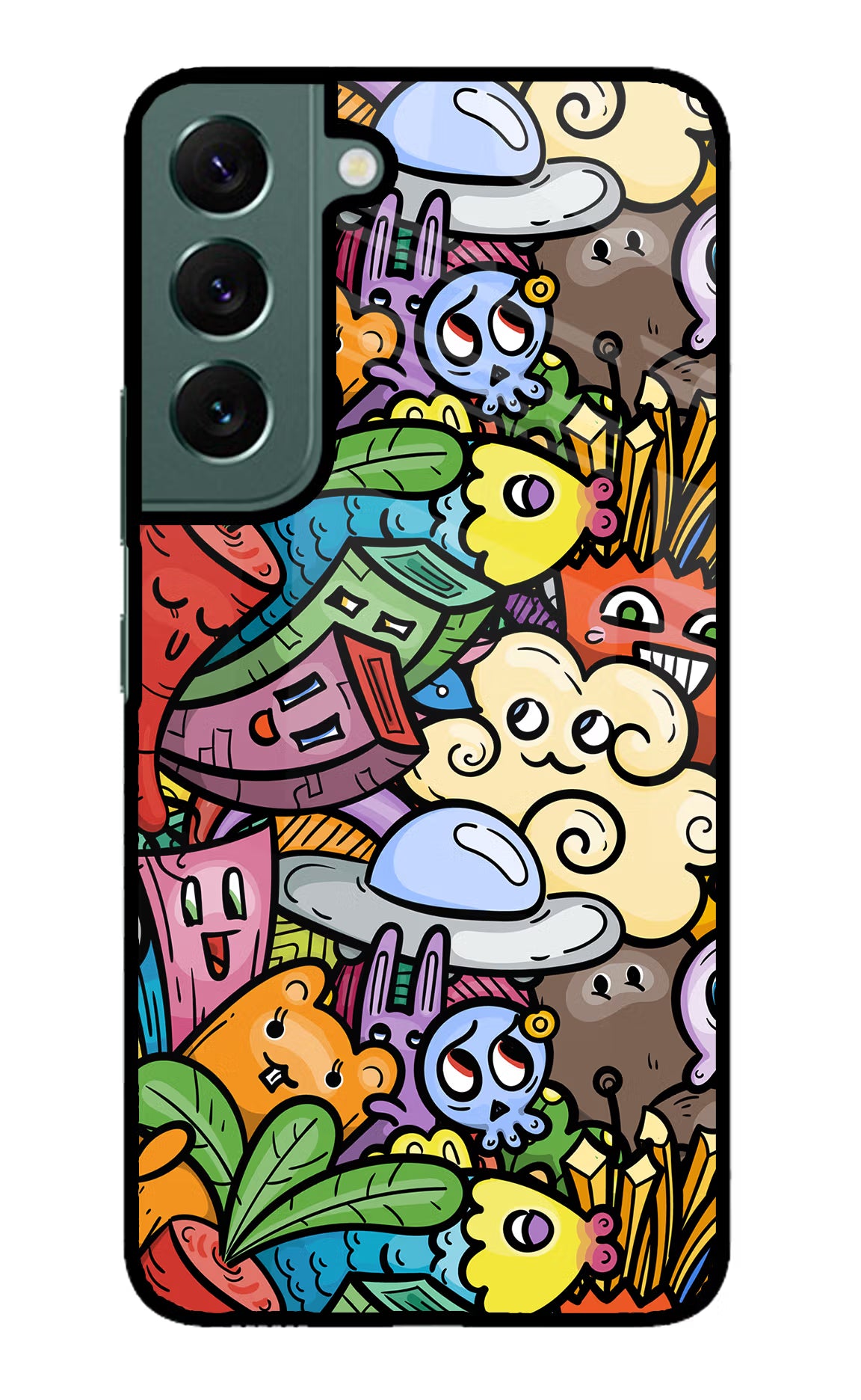 Veggie Doodle Samsung S22 Back Cover - Veggie Doodle Samsung S22 Glass Case Back Cover by Casekaro Veggie Doodle Samsung S22 Glass Case Back Cover by Casekaro