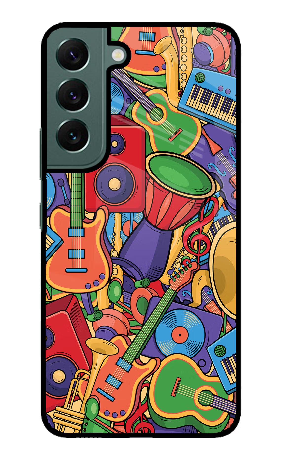 Music Instrument Doodle Samsung S22 Back Cover - Music Instrument Doodle Samsung S22 Glass Case Back Cover by Casekaro Music Instrument Doodle Samsung S22 Glass Case Back Cover by Casekaro