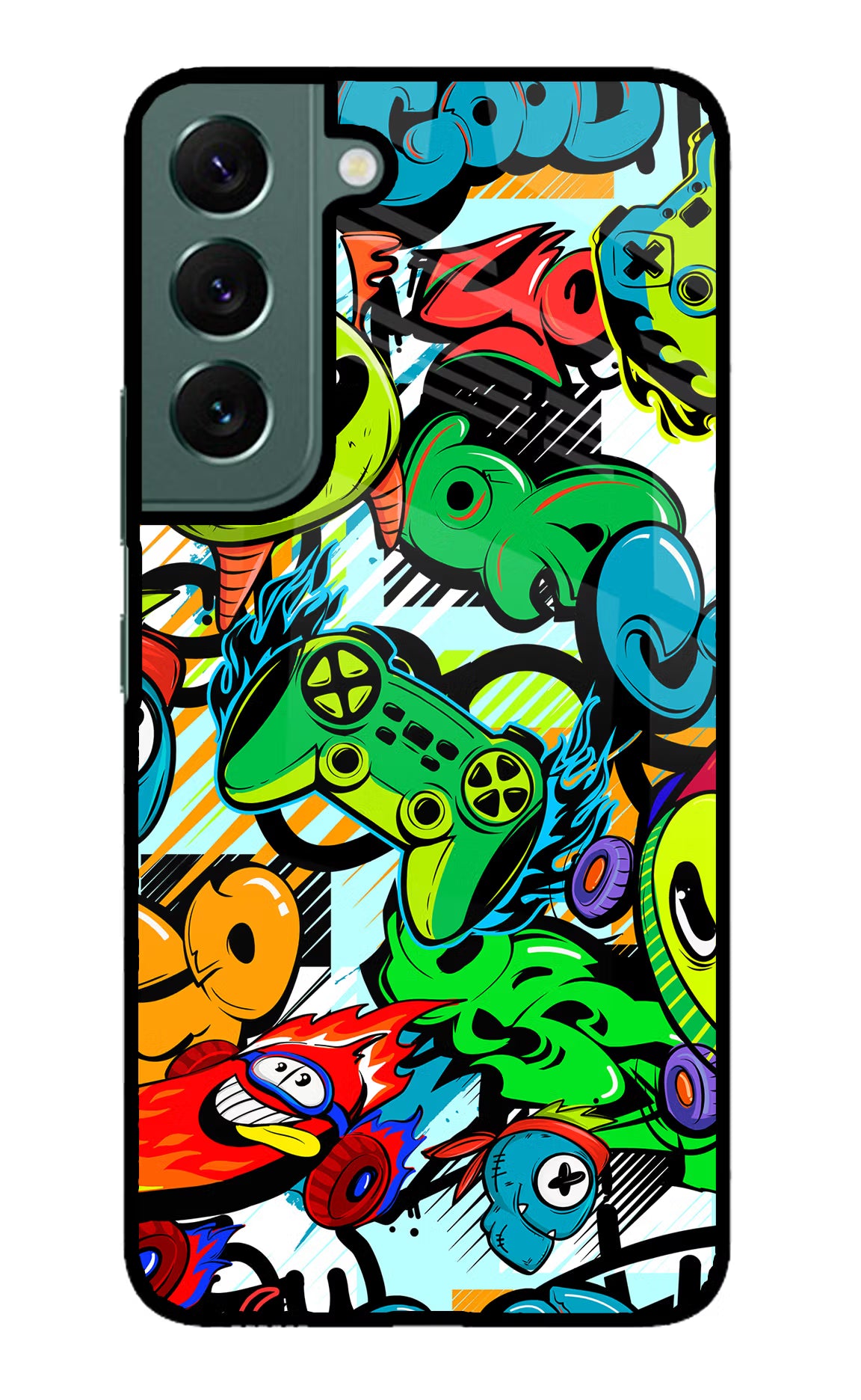 Game Doodle Samsung S22 Back Cover - Game Doodle Samsung S22 Glass Case Back Cover by Casekaro Game Doodle Samsung S22 Glass Case Back Cover by Casekaro