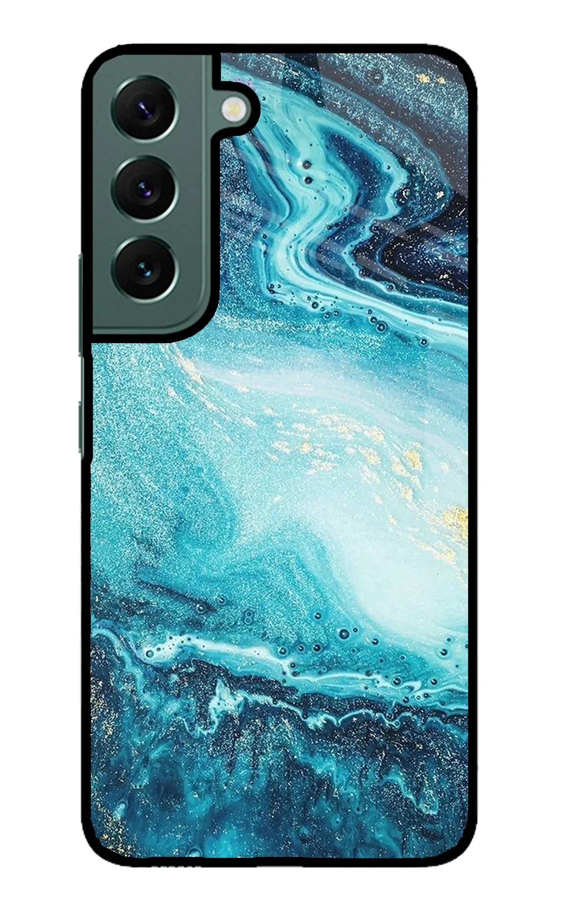 Blue Glitter Marble Samsung S22 Glass Case - Blue Glitter Marble Samsung S22 Glass Case Blue Glitter Marble Samsung S22 Glass Case