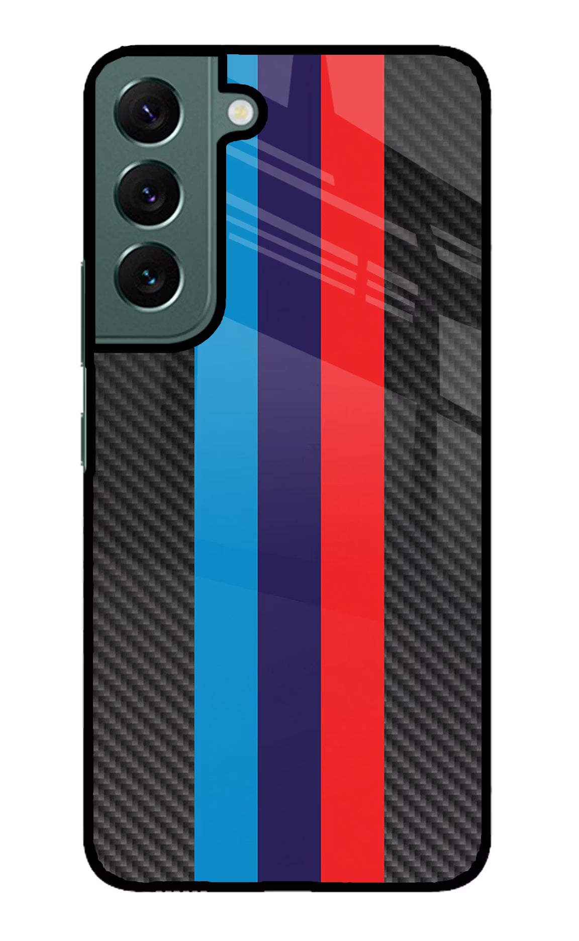 BMW Stripes Pattern Samsung S22 Back Cover - BMW Stripes Pattern Samsung S22 Glass Case Back Cover by Casekaro BMW Stripes Pattern Samsung S22 Glass Case Back Cover by Casekaro