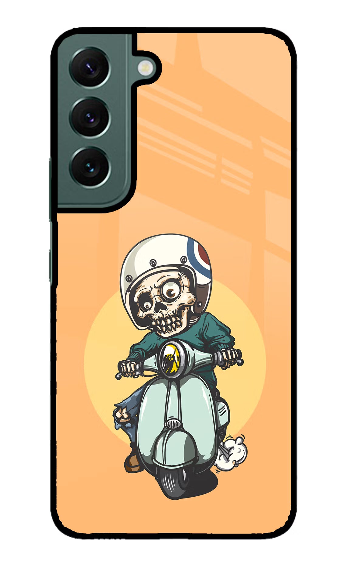 Undead Biker Samsung S22 Back Cover - Undead Biker Samsung S22 Glass Case Back Cover by Casekaro Undead Biker Samsung S22 Glass Case Back Cover by Casekaro