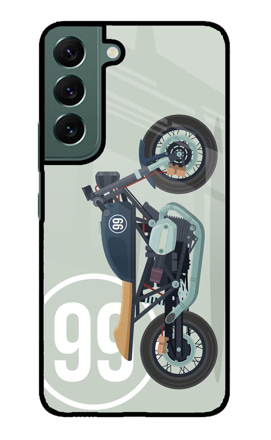 Classic Cafe Racer 99 Samsung S22 Plus Back Cover - Classic Cafe Racer 99 Samsung S22 Plus Glass Case Back Cover by Casekaro Classic Cafe Racer 99 Samsung S22 Plus Glass Case Back Cover by Casekaro