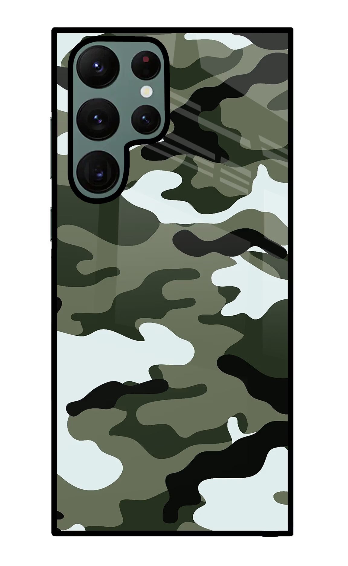 Camouflage Samsung S22 Ultra Back Cover - Camouflage Samsung S22 Ultra Glass Case Back Cover by Casekaro Camouflage Samsung S22 Ultra Glass Case Back Cover by Casekaro