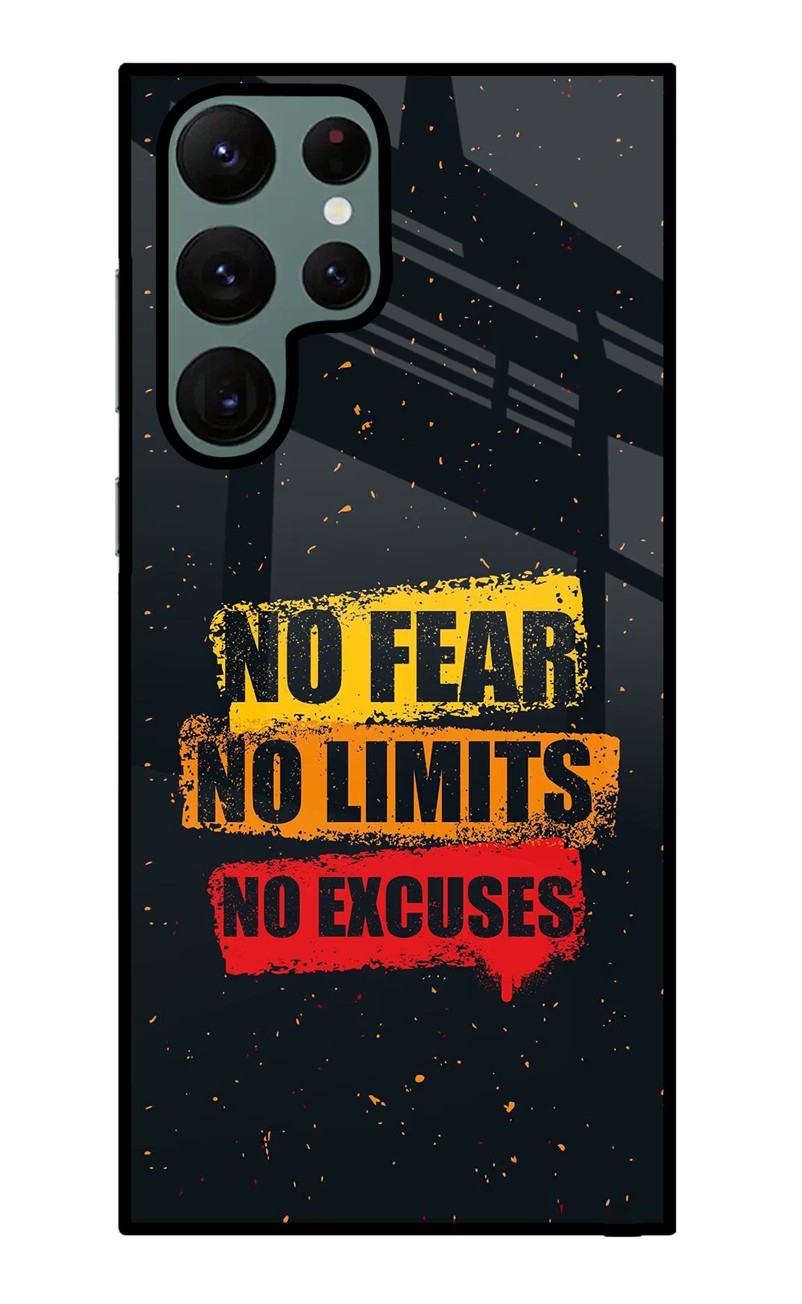 No Fear No Limits No Excuse Samsung S22 Ultra Back Cover - No Fear No Limits No Excuse Samsung S22 Ultra Glass Case Back Cover by Casekaro No Fear No Limits No Excuse Samsung S22 Ultra Glass Case Back Cover by Casekaro