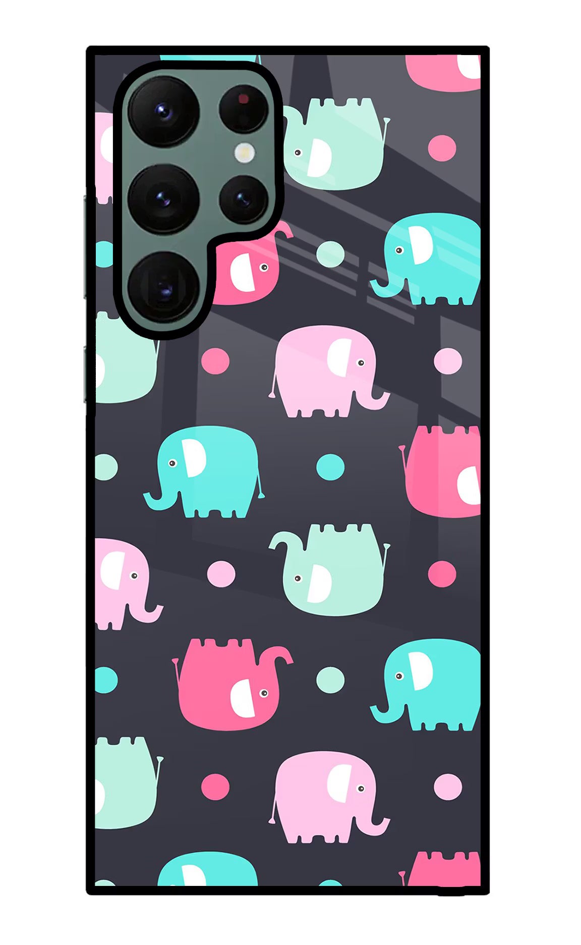 Elephants Samsung S22 Ultra Back Cover - Elephants Samsung S22 Ultra Glass Case Back Cover by Casekaro Elephants Samsung S22 Ultra Glass Case Back Cover by Casekaro