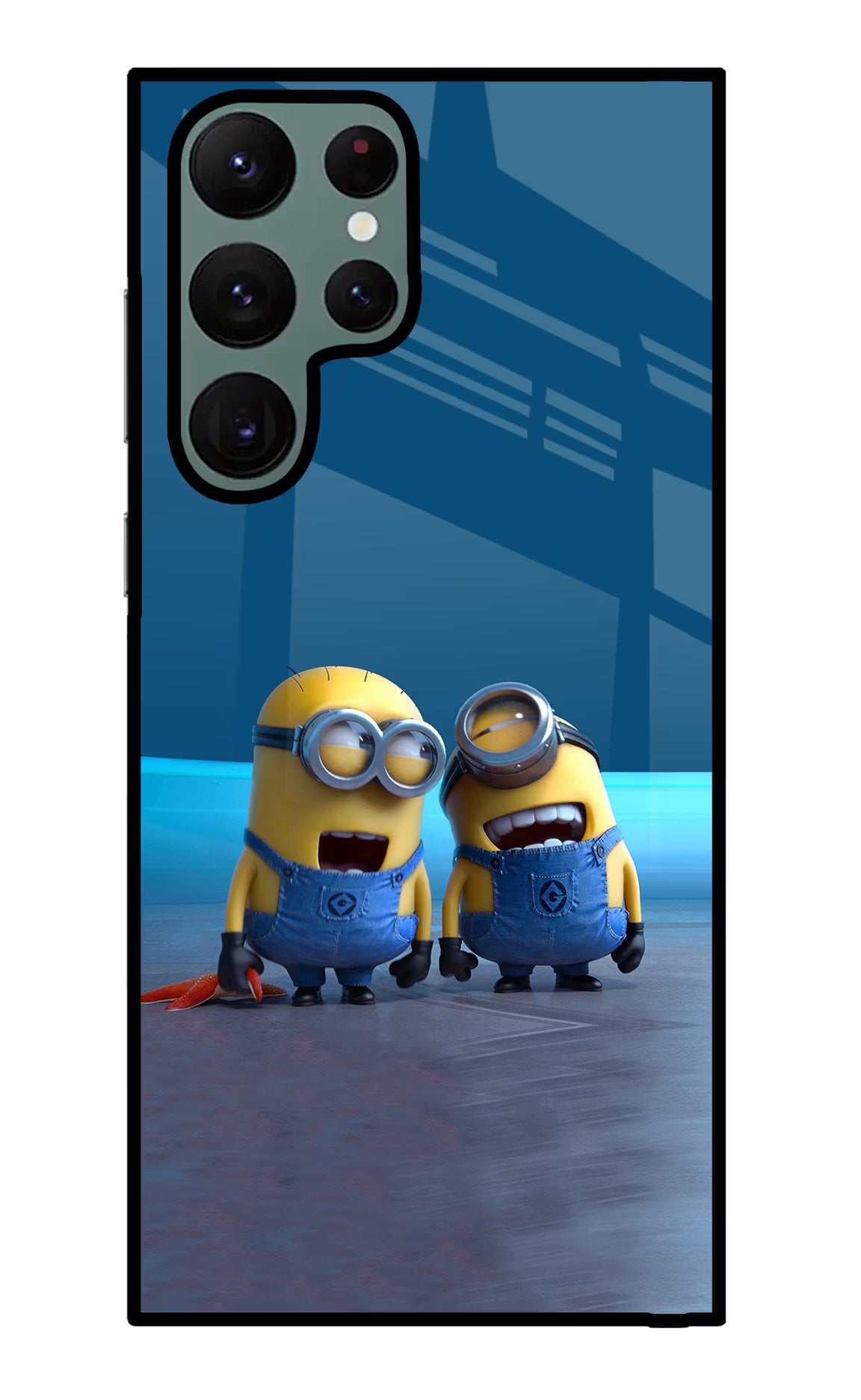 Minion Laughing Samsung S22 Ultra Back Cover - Minion Laughing Samsung S22 Ultra Glass Case Back Cover by Casekaro Minion Laughing Samsung S22 Ultra Glass Case Back Cover by Casekaro