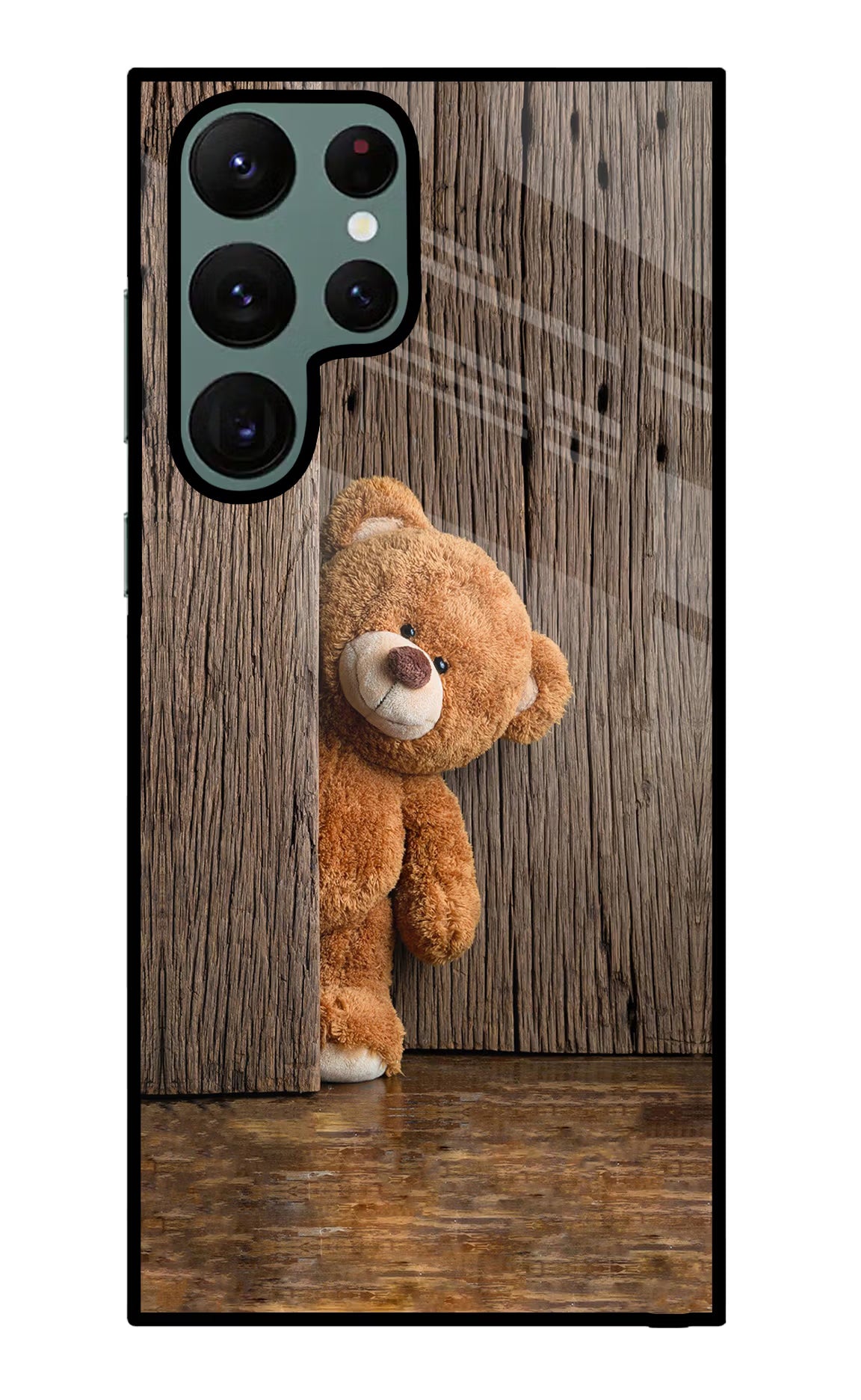 Teddy Wooden Samsung S22 Ultra Back Cover - Teddy Wooden Samsung S22 Ultra Glass Case Back Cover by Casekaro Teddy Wooden Samsung S22 Ultra Glass Case Back Cover by Casekaro