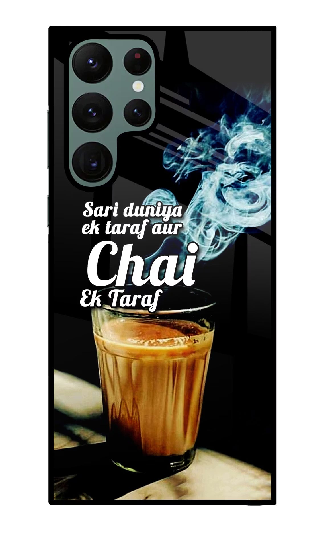 Chai Ek Taraf Quote Samsung S22 Ultra Back Cover - Chai Ek Taraf Quote Samsung S22 Ultra Glass Case Back Cover by Casekaro Chai Ek Taraf Quote Samsung S22 Ultra Glass Case Back Cover by Casekaro