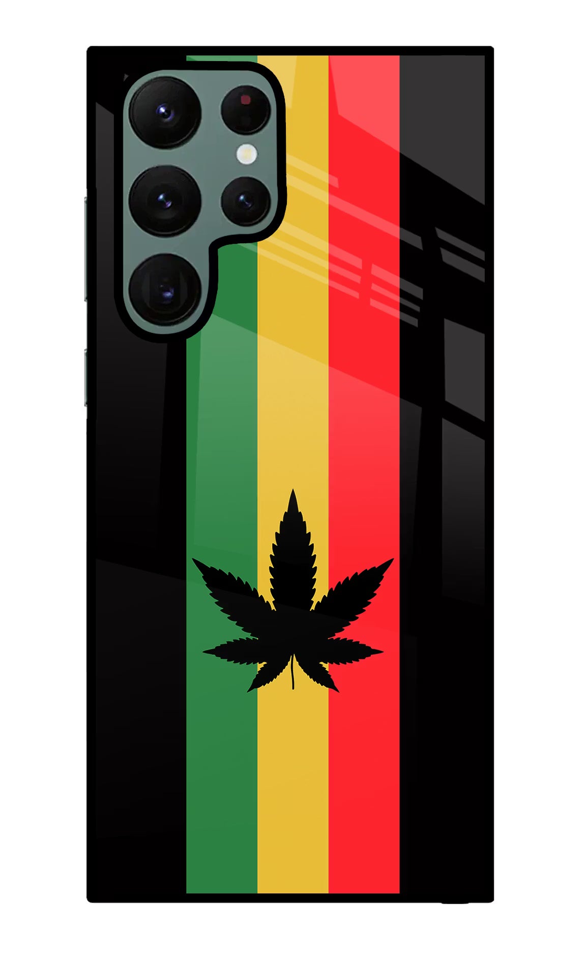 Weed Flag Samsung S22 Ultra Back Cover - Weed Flag Samsung S22 Ultra Glass Case Back Cover by Casekaro Weed Flag Samsung S22 Ultra Glass Case Back Cover by Casekaro
