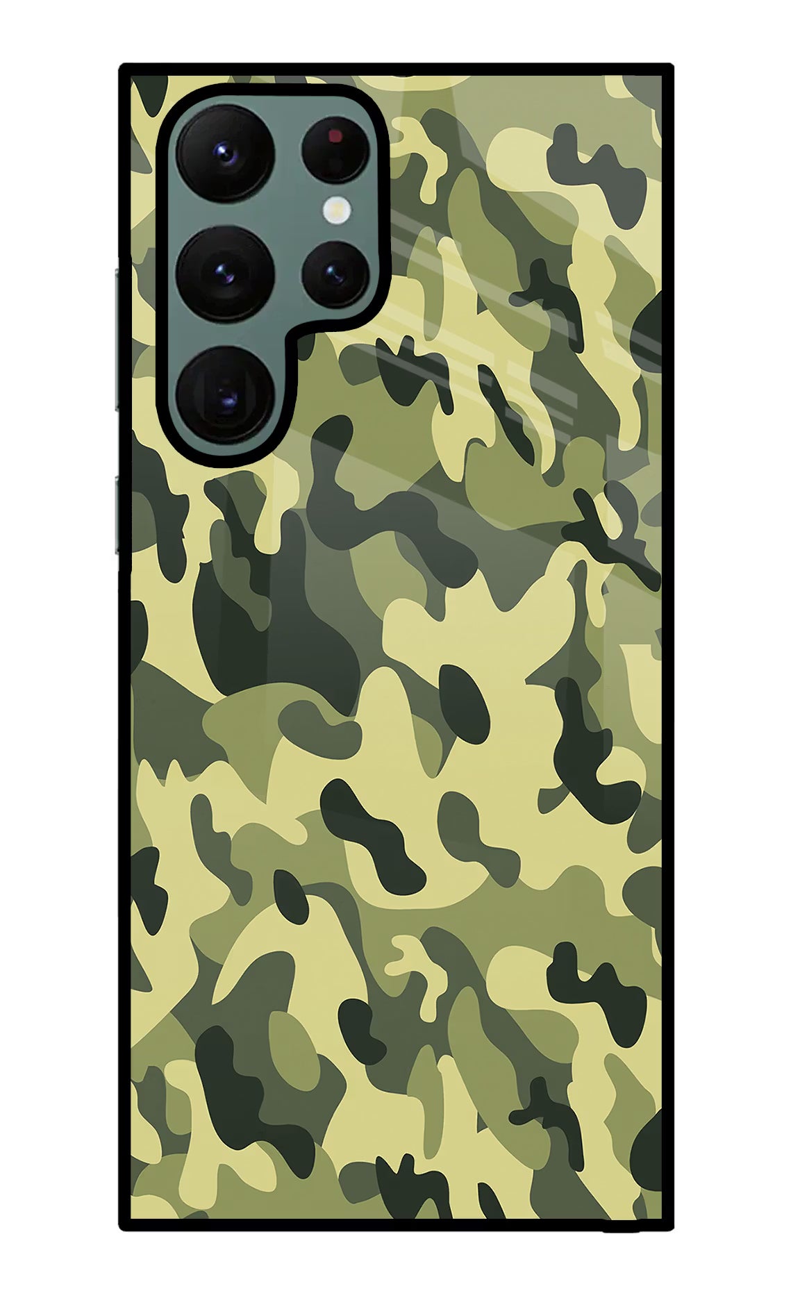 Camouflage Samsung S22 Ultra Back Cover - Camouflage Samsung S22 Ultra Glass Case Back Cover by Casekaro Camouflage Samsung S22 Ultra Glass Case Back Cover by Casekaro